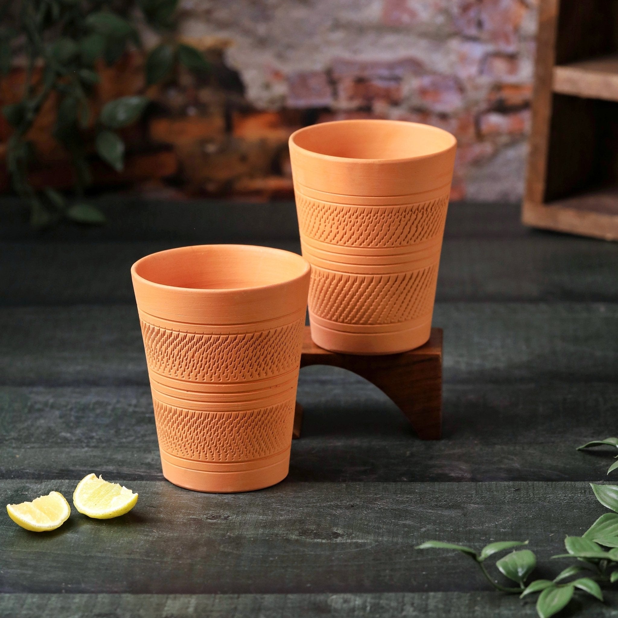 Terracotta Modern Jumbo Glass – Handcrafted Natural Clay Large Glass – Mugs on Brown Living™. SKU: DG-7. Img 10.