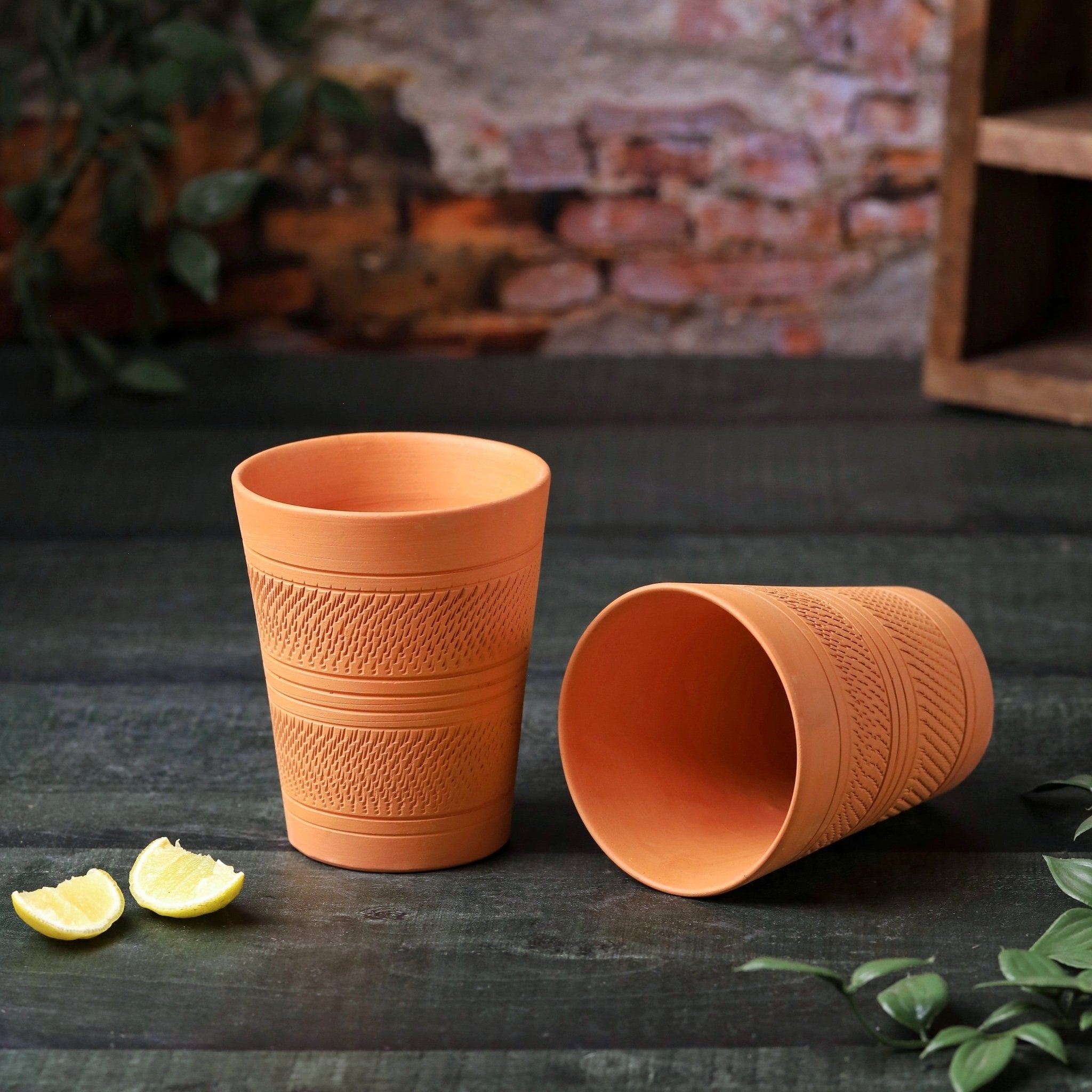 Terracotta Modern Jumbo Glass – Handcrafted Natural Clay Large Glass – Mugs on Brown Living™. SKU: DG-8. Img 8.