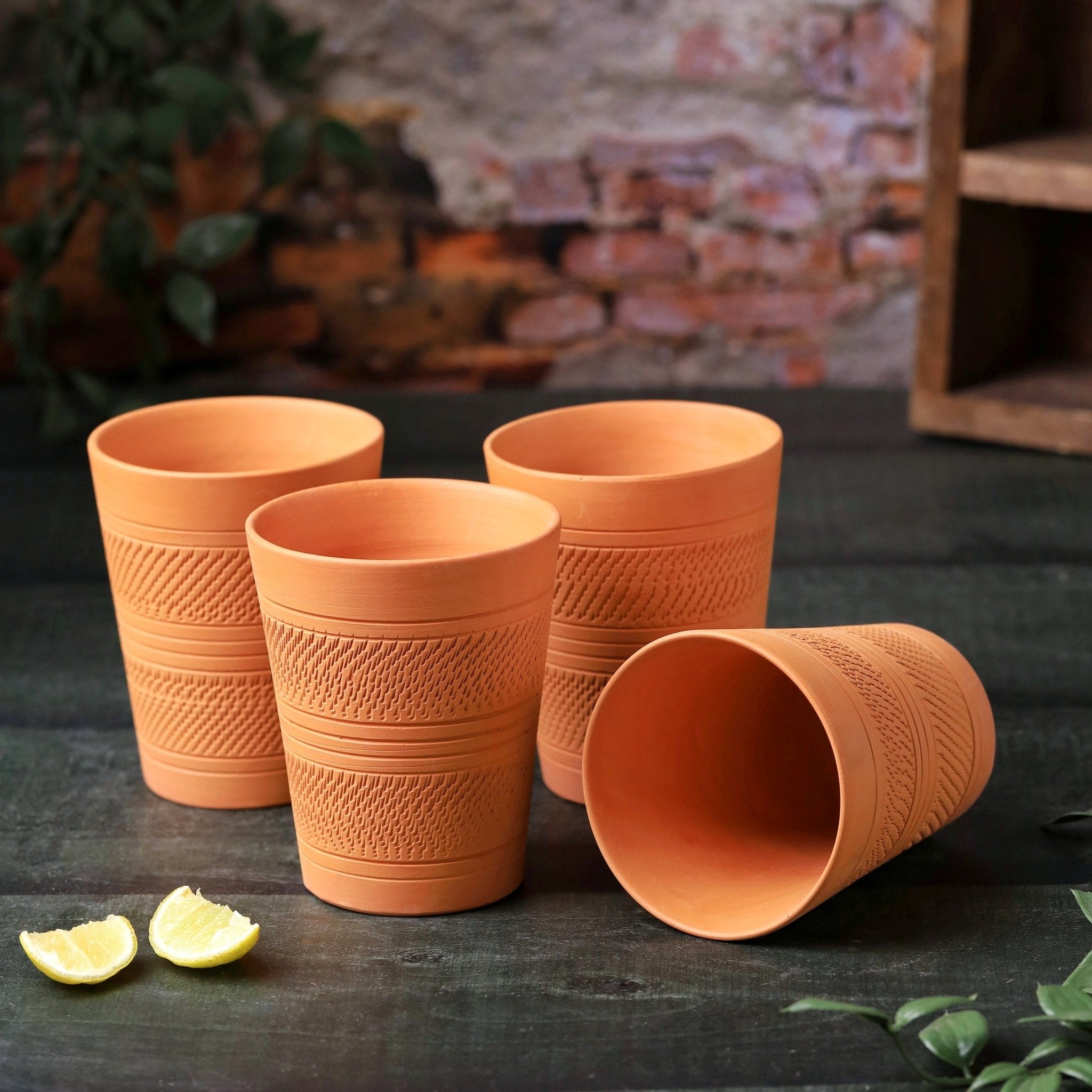 Terracotta Modern Jumbo Glass – Handcrafted Natural Clay Large Glass – Mugs on Brown Living™. SKU: DG-8. Img 4.