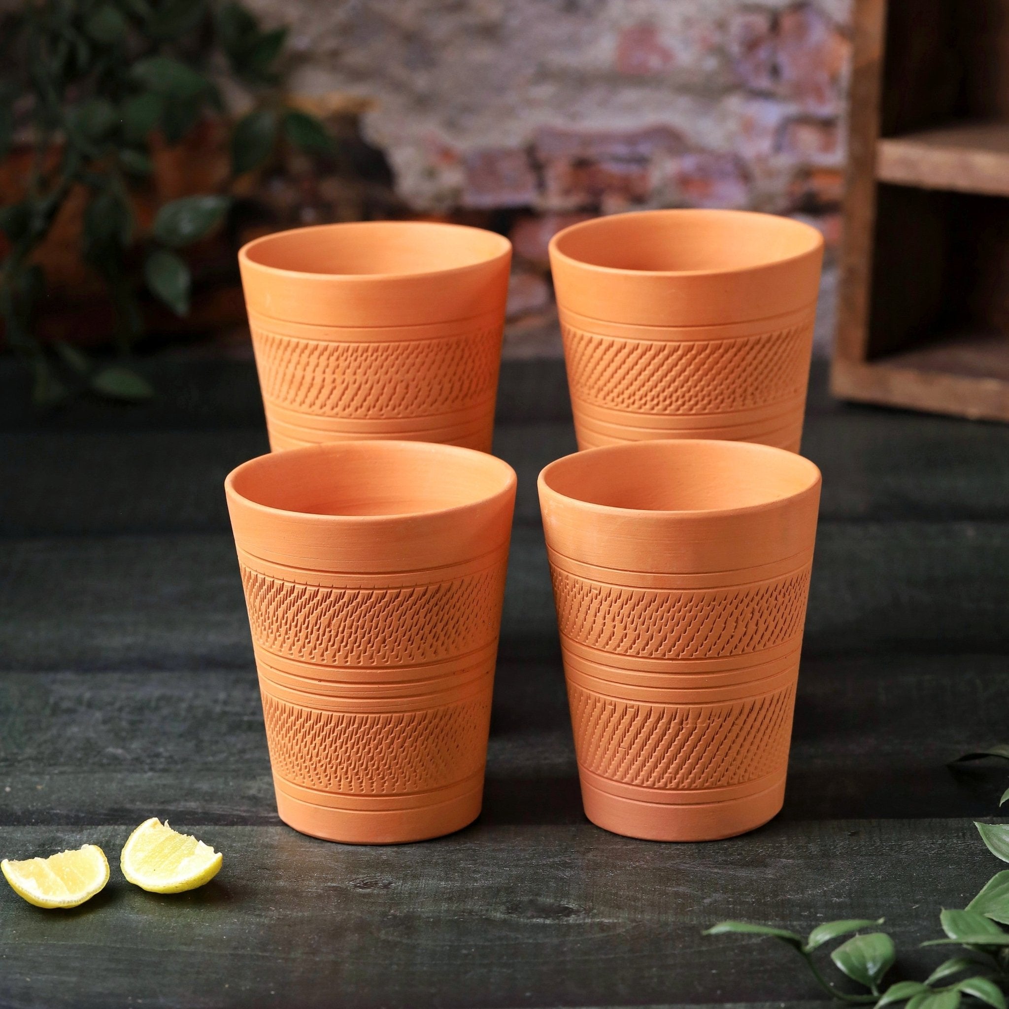 Terracotta Modern Jumbo Glass – Handcrafted Natural Clay Large Glass – Mugs on Brown Living™. SKU: DG-8. Img 6.