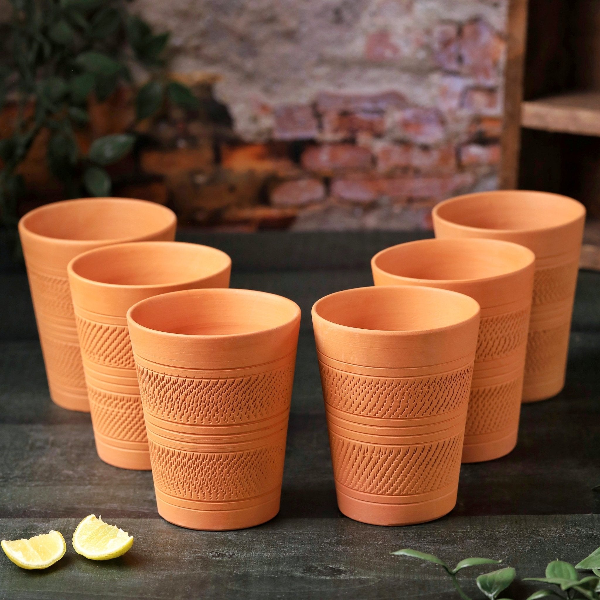 Terracotta Modern Jumbo Glass – Handcrafted Natural Clay Large Glass – Mugs on Brown Living™. SKU: DG-9. Img 3.