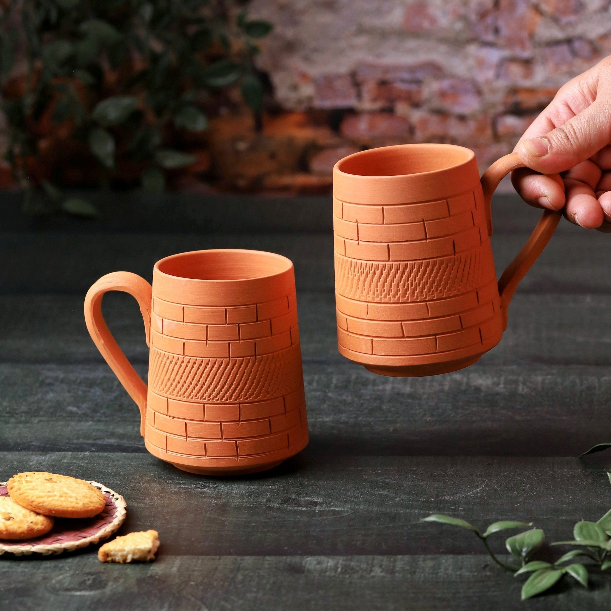 Terracotta Nawabi Jumbo Mug – Handcrafted Natural Clay Large Mug – Mugs on Brown Living™. SKU: JM-1. Img 7.