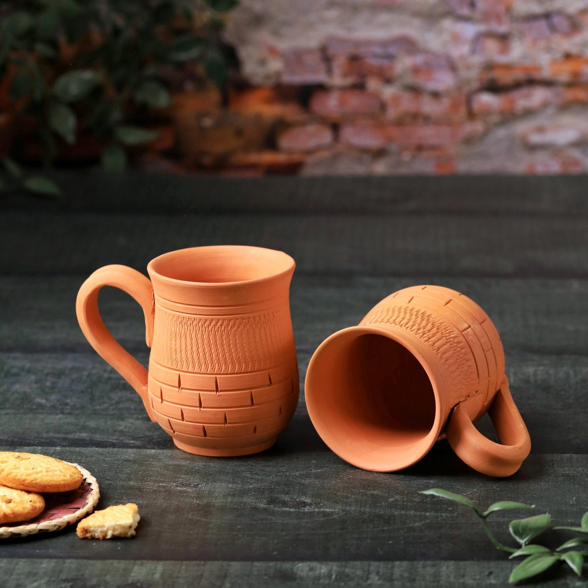 Terracotta Peshwa Coffee Mug – Handcrafted Natural Clay Coffee Mug – Mugs on Brown Living™. SKU: CM-10. Img 7.