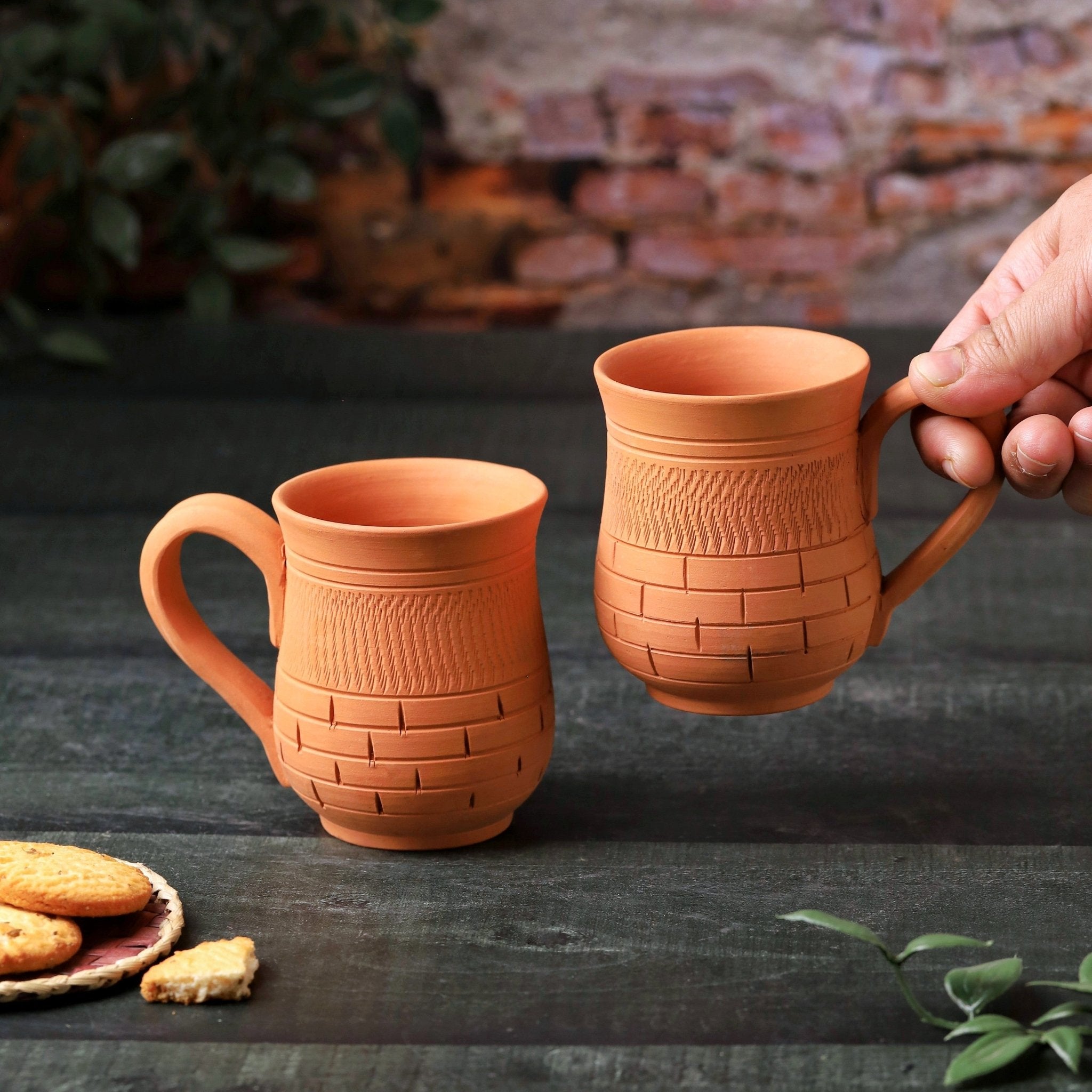 Terracotta Peshwa Coffee Mug – Handcrafted Natural Clay Coffee Mug – Mugs on Brown Living™. SKU: CM-10. Img 12.