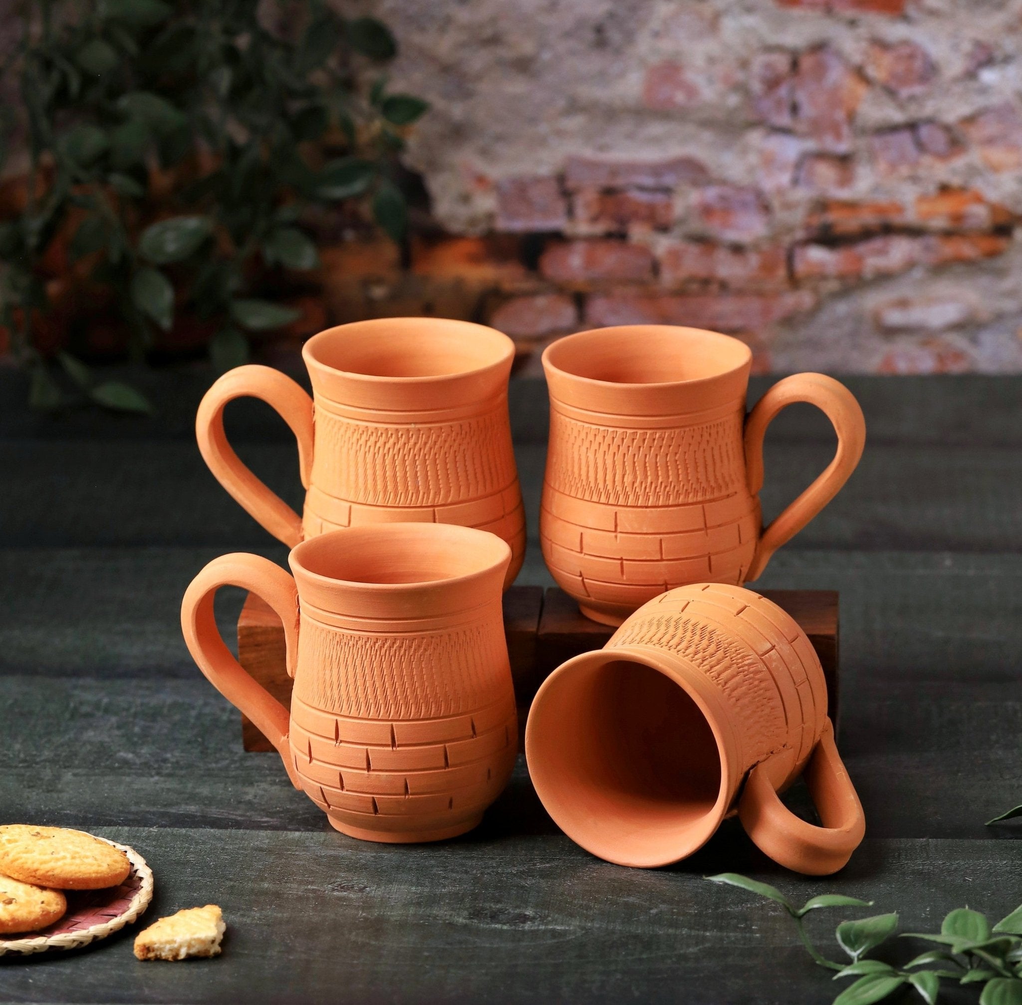 Terracotta Peshwa Coffee Mug – Handcrafted Natural Clay Coffee Mug – Mugs on Brown Living™. SKU: CM-11. Img 6.