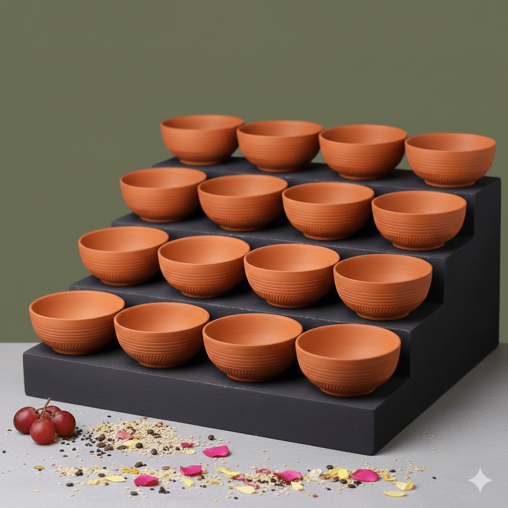 Terracotta Special Chutney (Dip) Bowl | Handmade Clay Serving Bowl – Plates & Bowls on Brown Living™. SKU: SB-10. Img 7.
