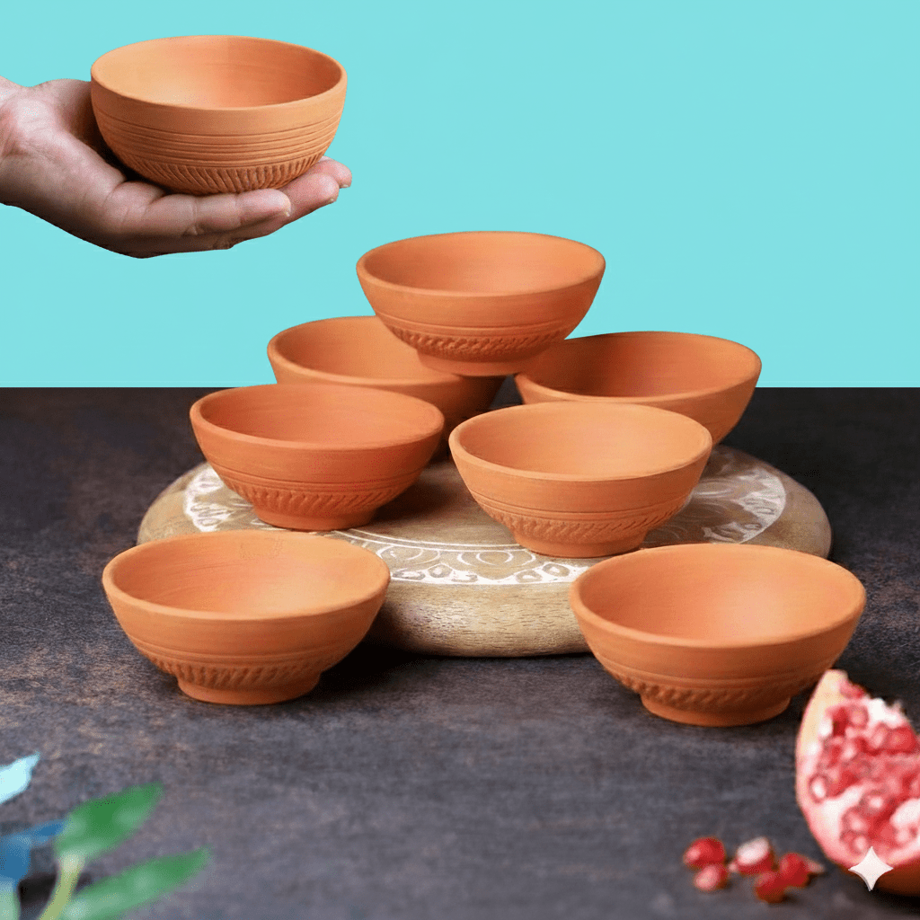 Terracotta Special Chutney (Dip) Bowl | Handmade Clay Serving Bowl – Plates & Bowls on Brown Living™. SKU: SB-8. Img 1.