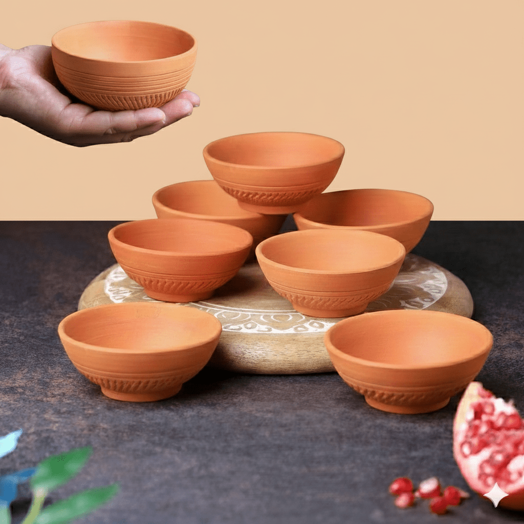 Terracotta Special Chutney (Dip) Bowl | Handmade Clay Serving Bowl – Plates & Bowls on Brown Living™. SKU: SB-8. Img 2.