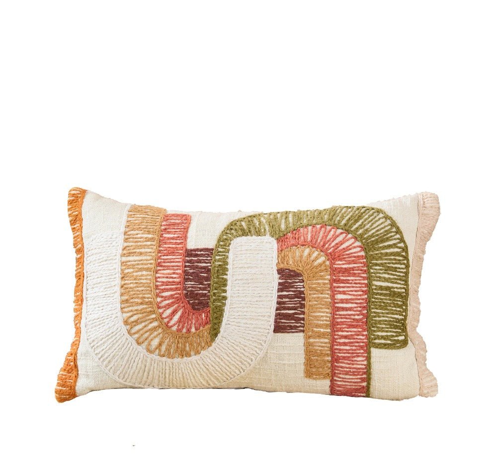 Textured Multi Cotton Cushion | Handcrafted Decorative Cushion – Pillow on Brown Living™. SKU: TEE-25718. Img 2.