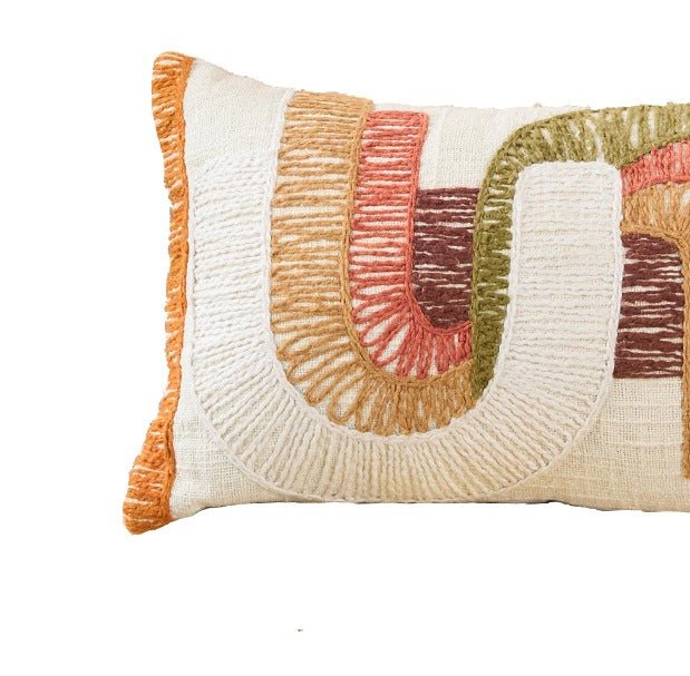 Textured Multi Cotton Cushion | Handcrafted Decorative Cushion – Pillow on Brown Living™. SKU: TEE-25718. Img 3.