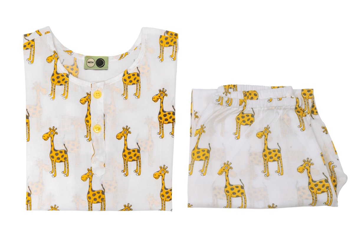 The Curious Giraffe - Unisex Kids Cotton Nightwear | Verified Sustainable by Brown Living™