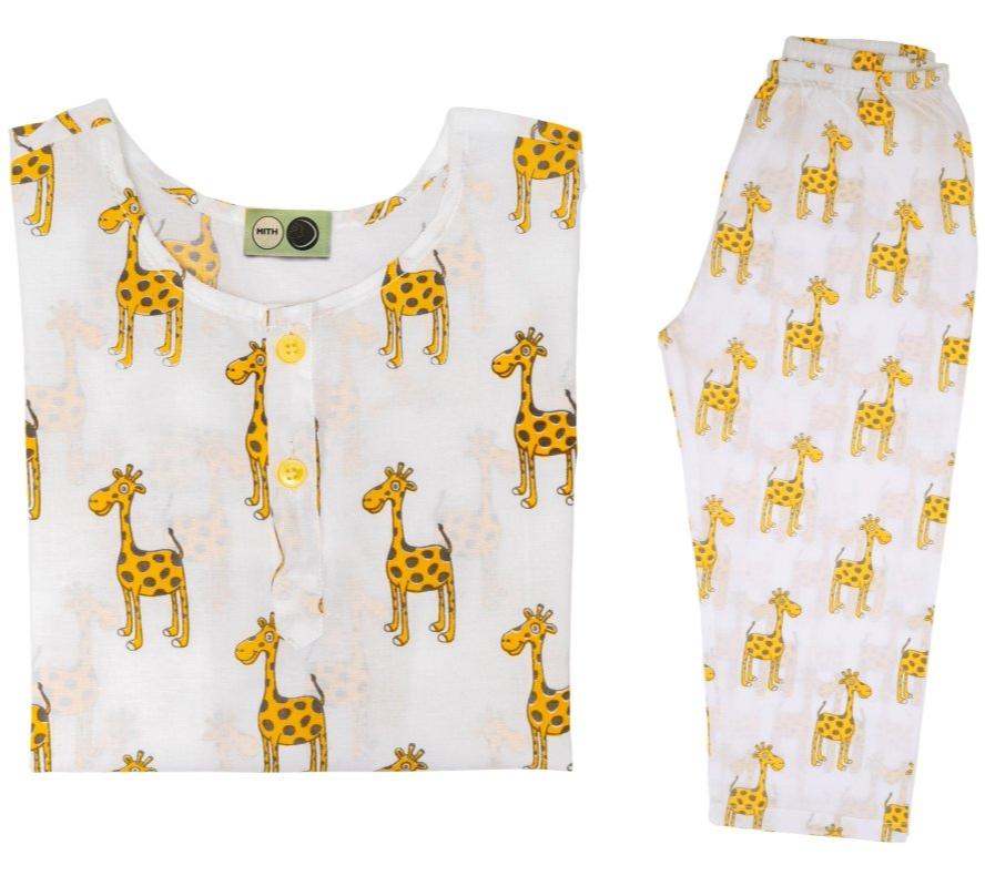 The Curious Giraffe - Unisex Kids Cotton Nightwear | Verified Sustainable by Brown Living™