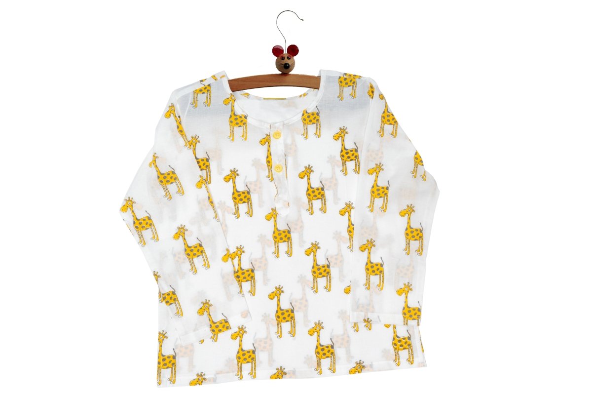 The Curious Giraffe - Unisex Kids Cotton Nightwear | Verified Sustainable by Brown Living™