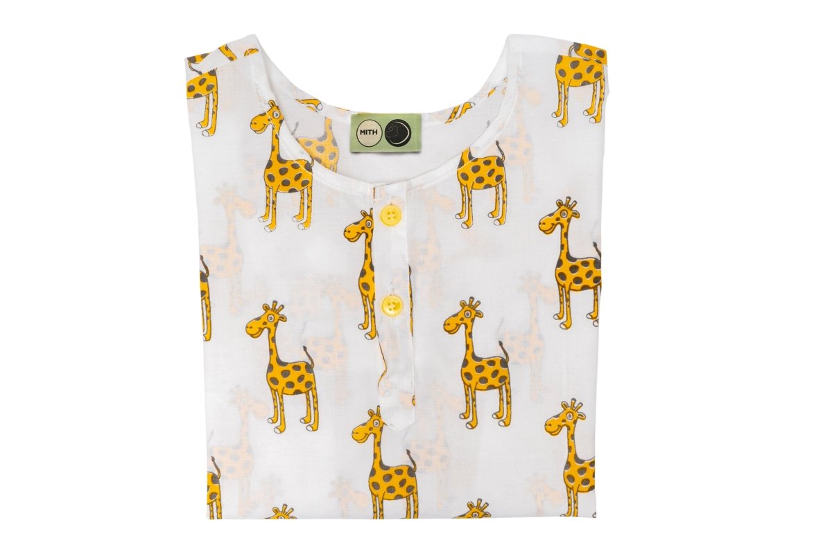 The Curious Giraffe - Unisex Kids Cotton Nightwear | Verified Sustainable by Brown Living™
