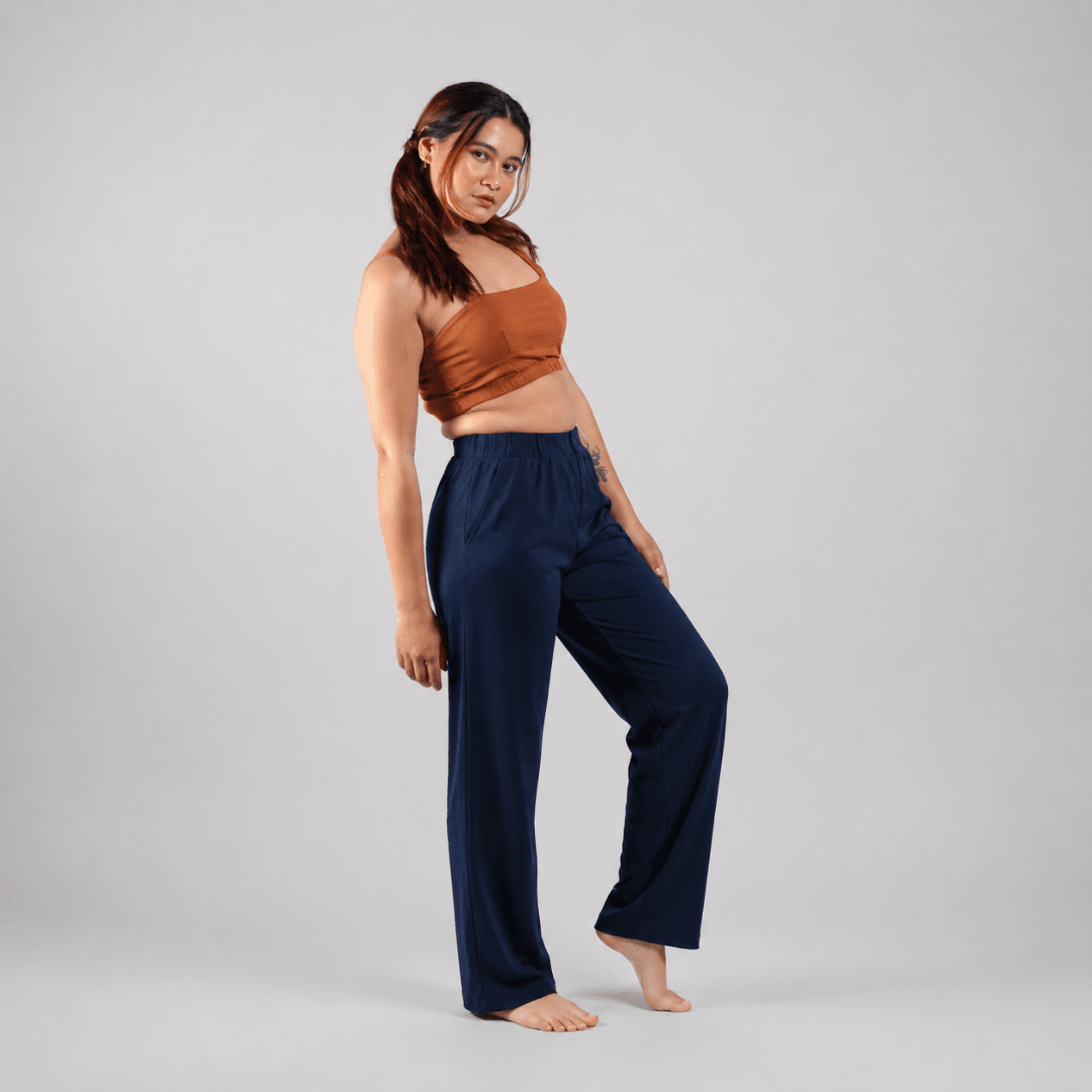 The Earthbound Organic Cotton Co-Ord Set for Women – Womens Co-Ord Sets on Brown Living™. SKU: 017CSRustBrown-Navy-S. Img 2.