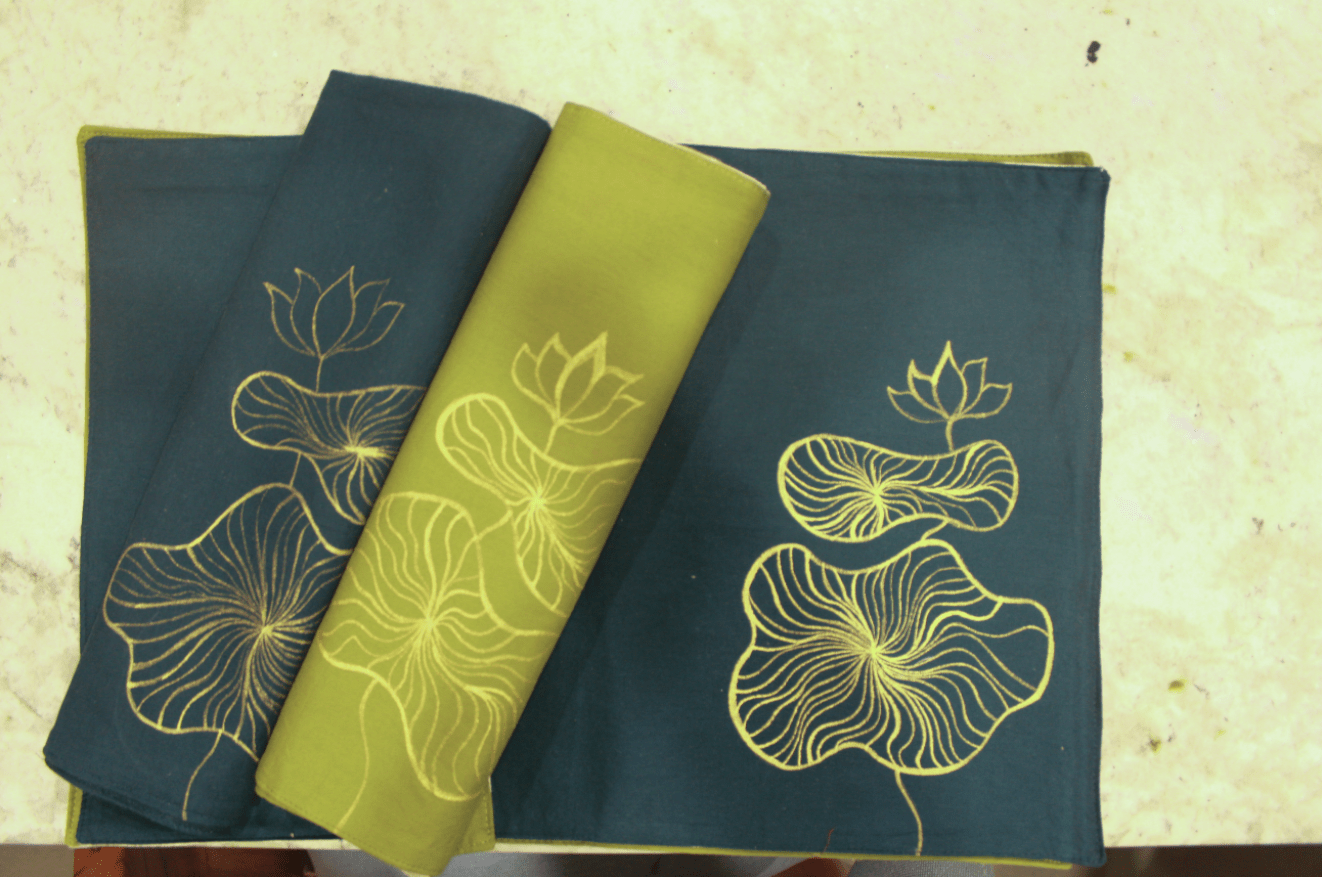 The Kamal Kund Table Runner | Hand Painted Cotton Table Runner – Table Linens on Brown Living™. SKU: TR01. Img 3.