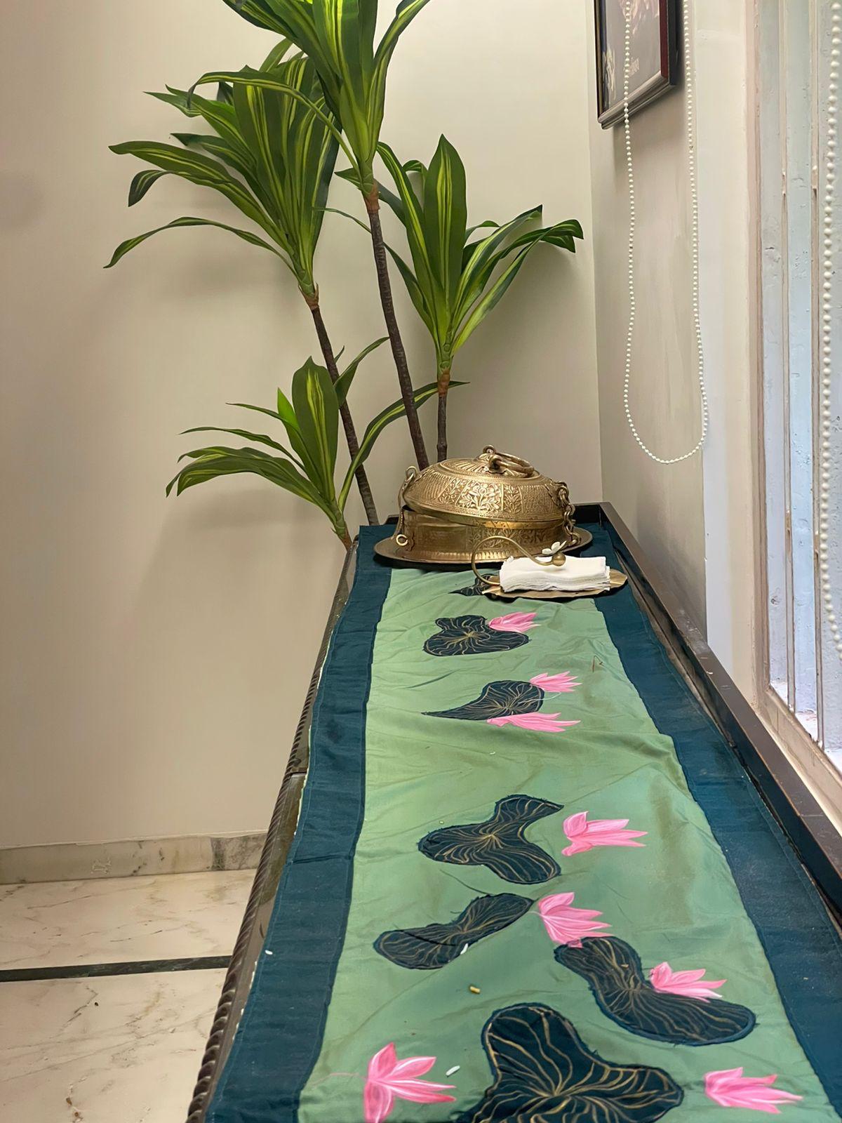 The Kamal Kund Table Runner | Hand Painted Cotton Table Runner – Table Linens on Brown Living™. SKU: TR0106. Img 8.
