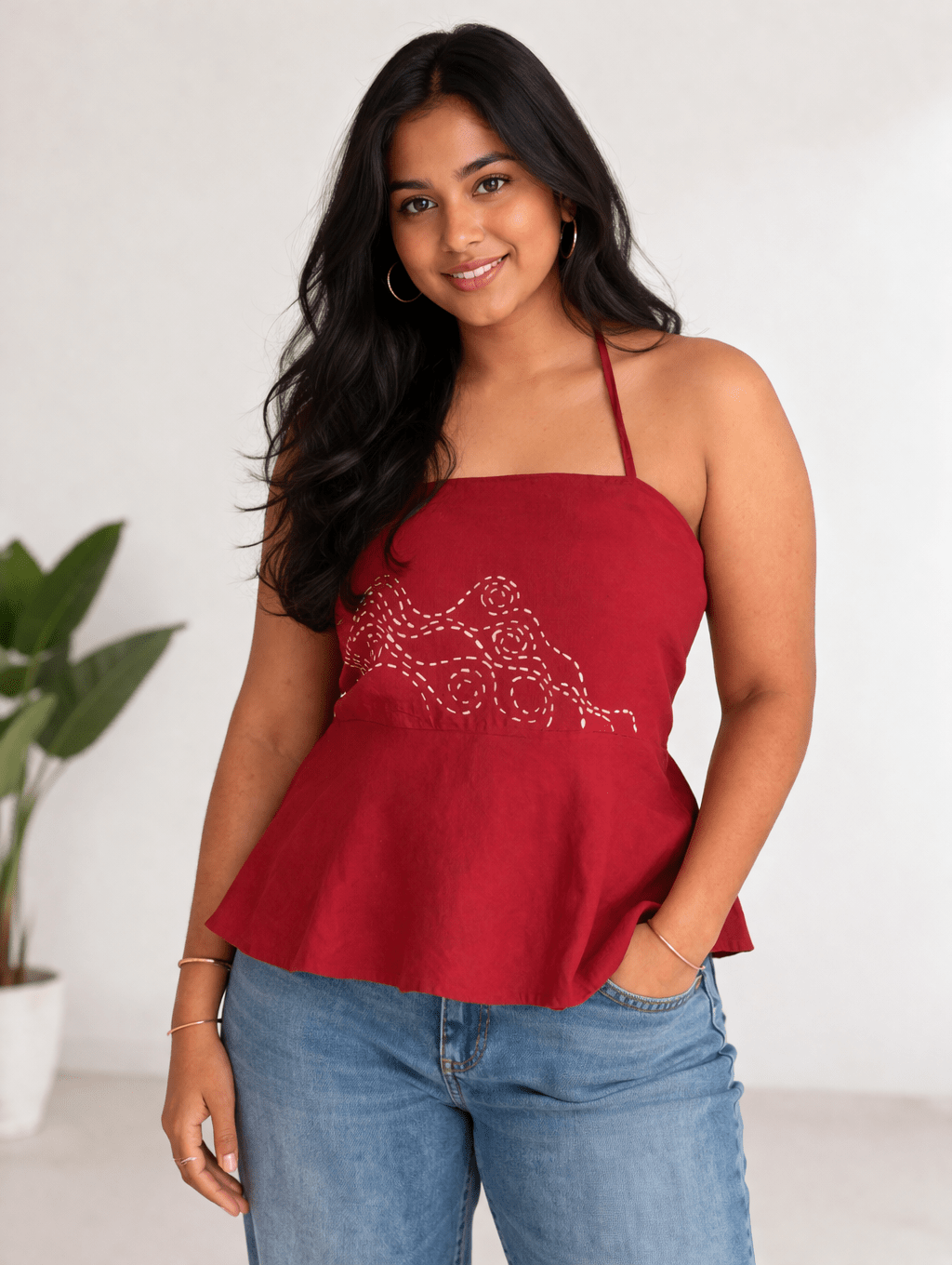 The Khoobsurat Halter top | Halter Neck Ethnic Contemporary Wear – Womens Top on Brown Living™. SKU: H12. Img 3.