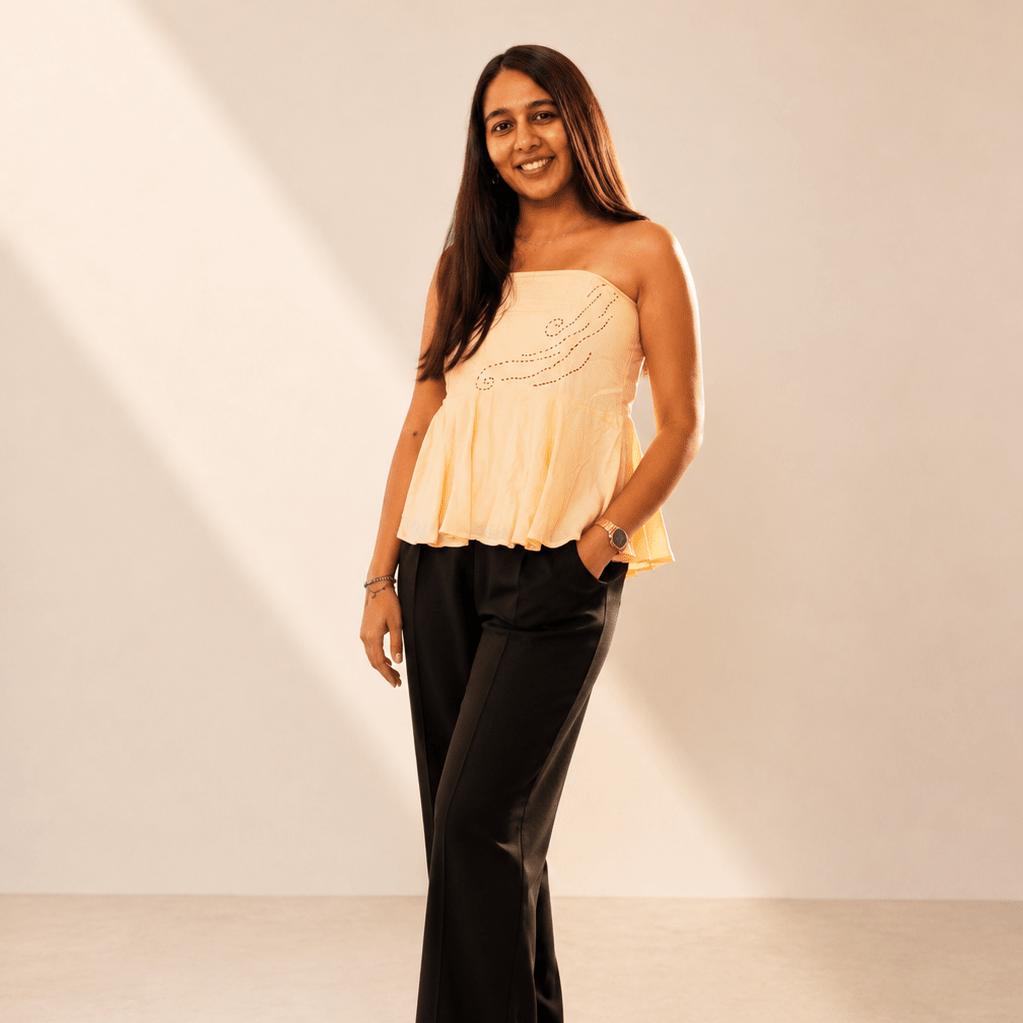 The Khoobsurat Offwhite Tube Top | Ethnic Print Strapless Summer Wear – Womens Top on Brown Living™. SKU: TU101. Img 6.
