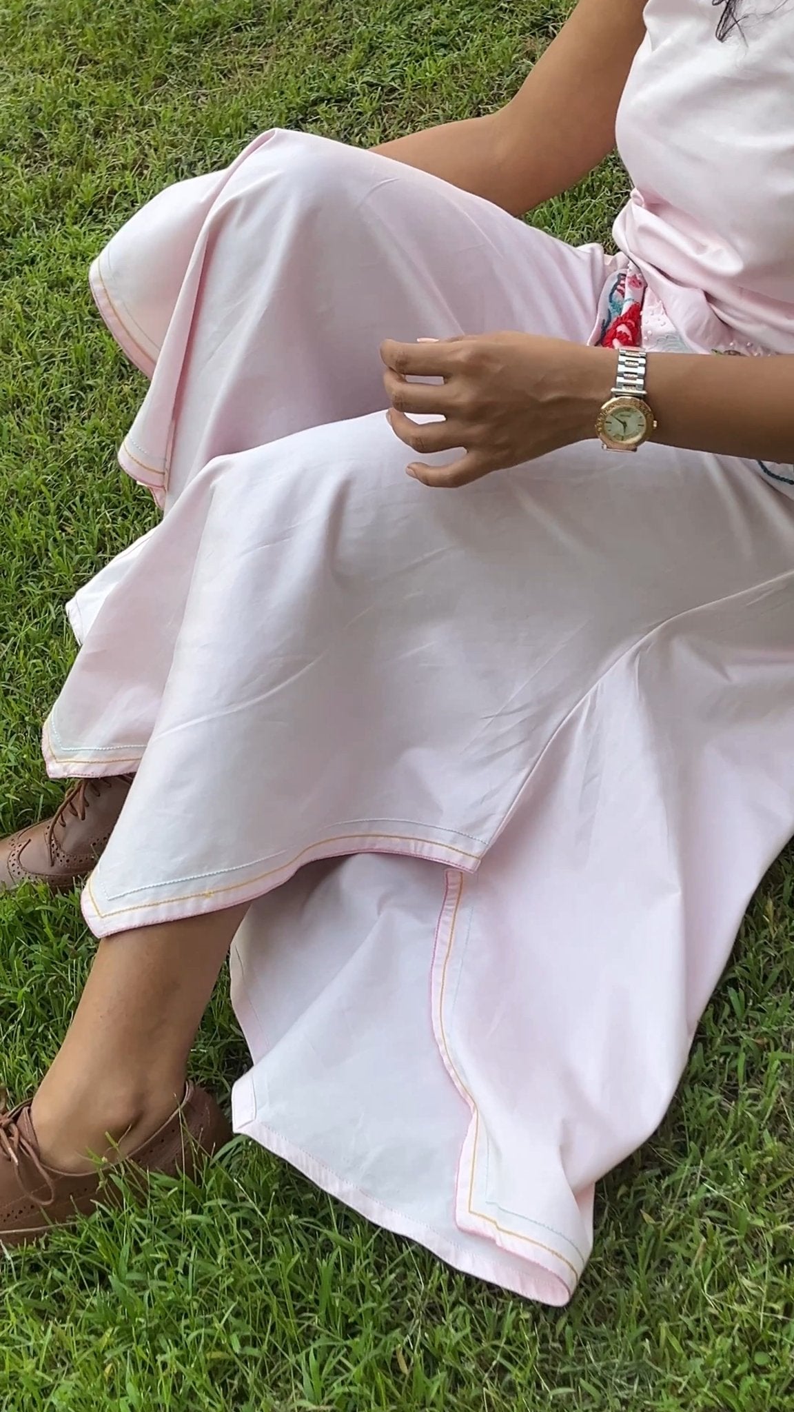 The Ocean Is Pink – Cotton, Hand - Embroidered Ethnic Set – Womens Ethnic Sets on Brown Living™. SKU: C2P1M. Img 8.