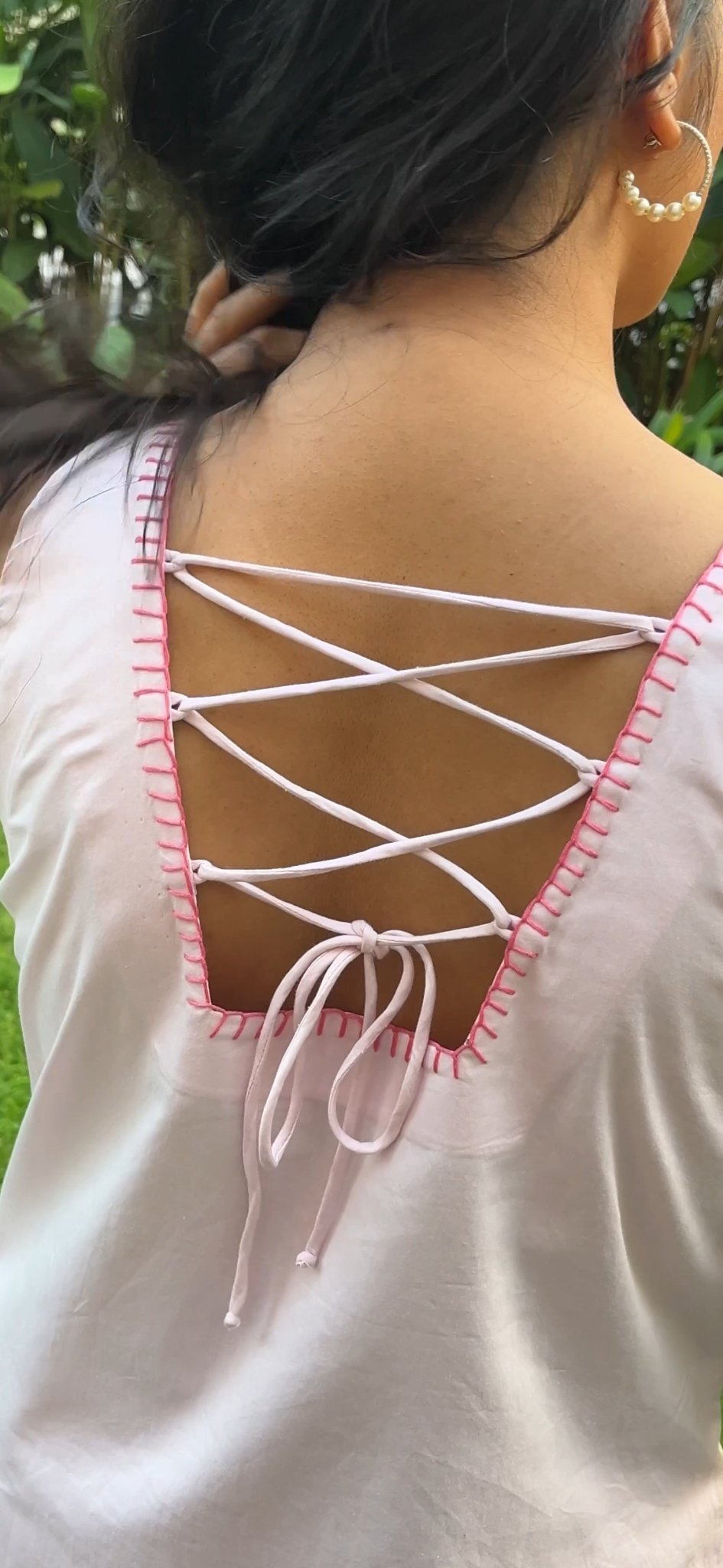 The Ocean Is Pink – Cotton, Hand - Embroidered Ethnic Set – Womens Ethnic Sets on Brown Living™. SKU: C2P1M. Img 6.