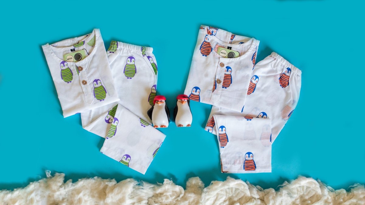 The Penguin Dad - Unisex Kids Cotton Nightwear – Kids Pyjamas on Brown Living™. SKU: MITHNW - 030 - 1. Img 7.