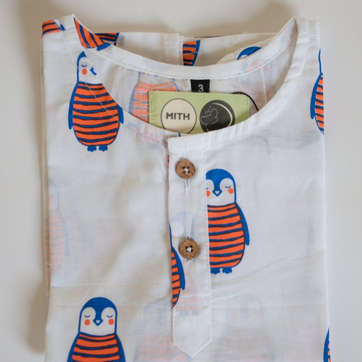 The Penguin Dad - Unisex Kids Cotton Nightwear – Kids Pyjamas on Brown Living™. SKU: MITHNW - 030 - 1. Img 5.