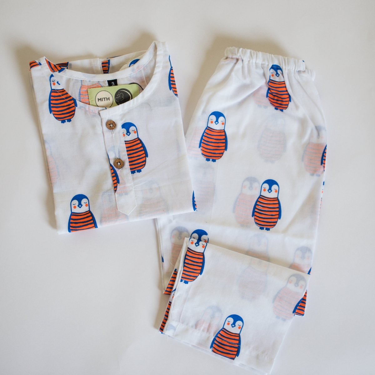 The Penguin Dad - Unisex Kids Cotton Nightwear – Kids Pyjamas on Brown Living™. SKU: MITHNW - 030 - 1. Img 2.
