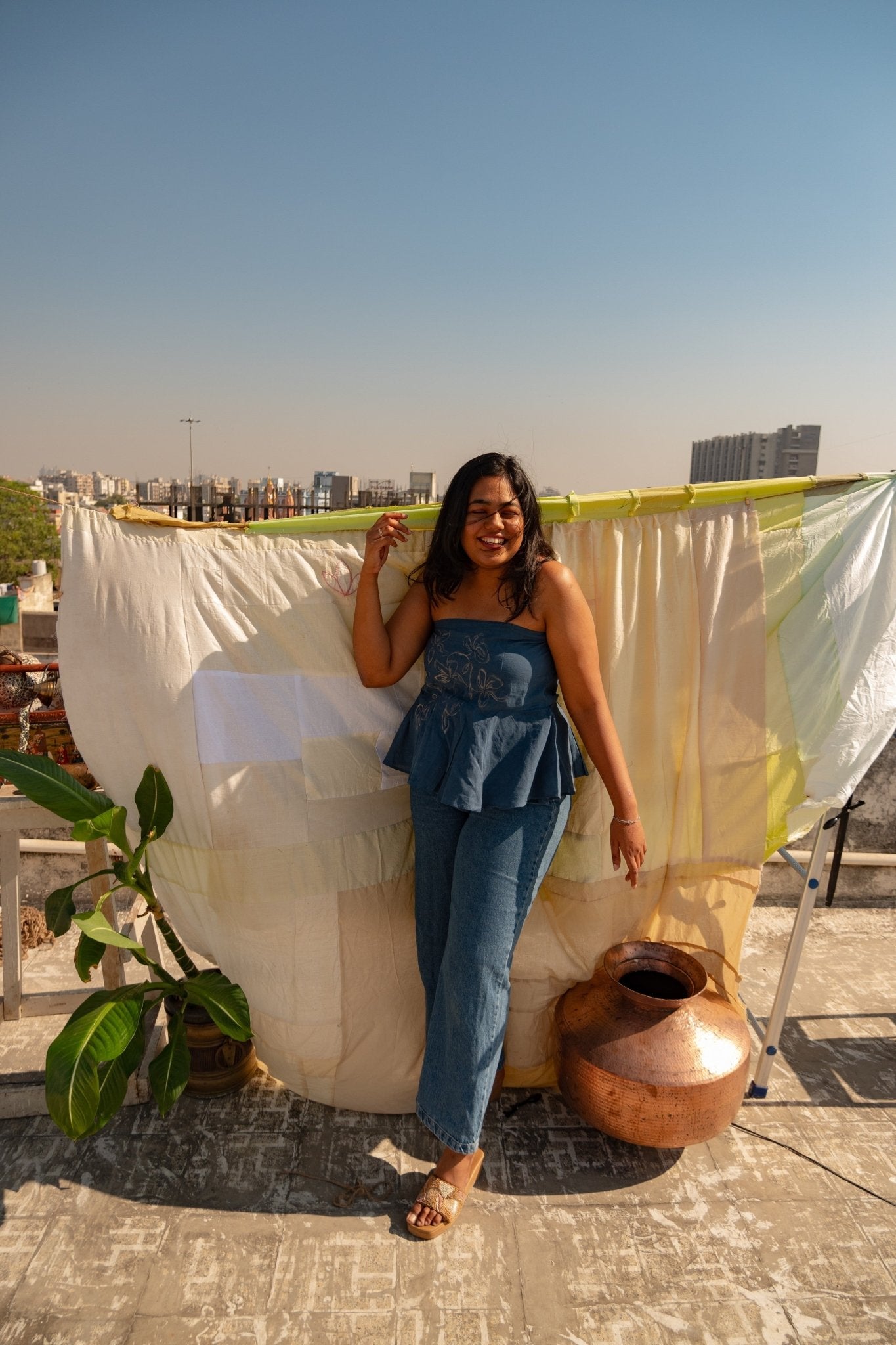 The Phool Handpainted Tube Top | Artisan Painted Summer Wear – Womens Top on Brown Living™. SKU: TU24N. Img 6.