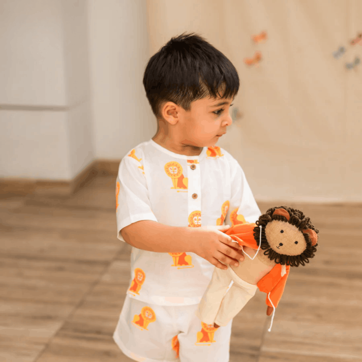 The Regal Lion Unisex Kids Cotton Nightwear Set – Kids Pajamas on Brown Living™. SKU: MITHNW-094-1. Img 10.