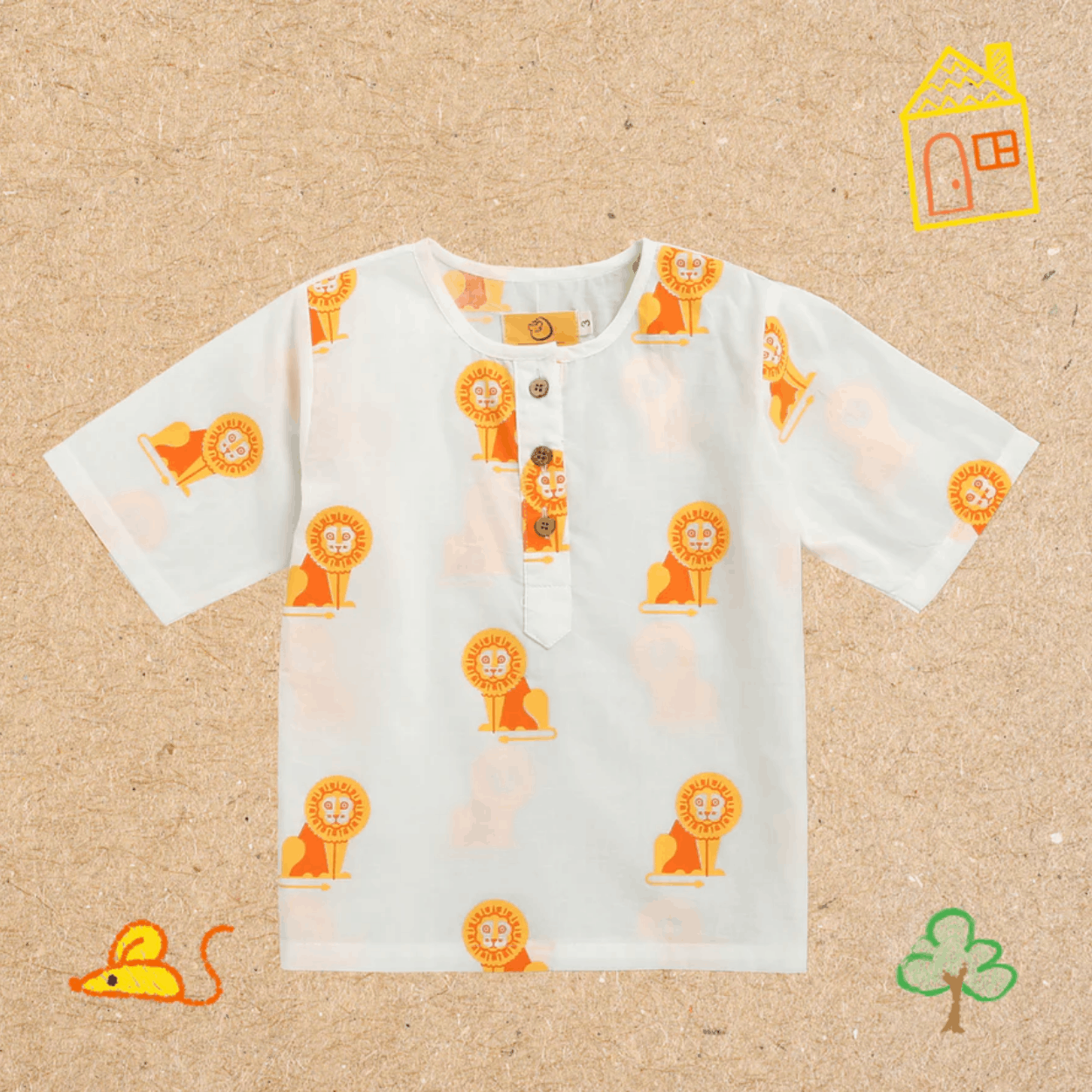 The Regal Lion Unisex Kids Cotton Nightwear Set – Kids Pajamas on Brown Living™. SKU: MITHNW-094-1. Img 4.