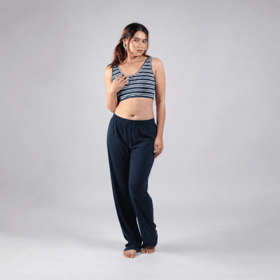 The Seaside Ease Cotton Co-Ord Set For Women – Womens Co-Ord Sets on Brown Living™. SKU: 011CSNavyWhiteStripe-NavyS. Img 1.