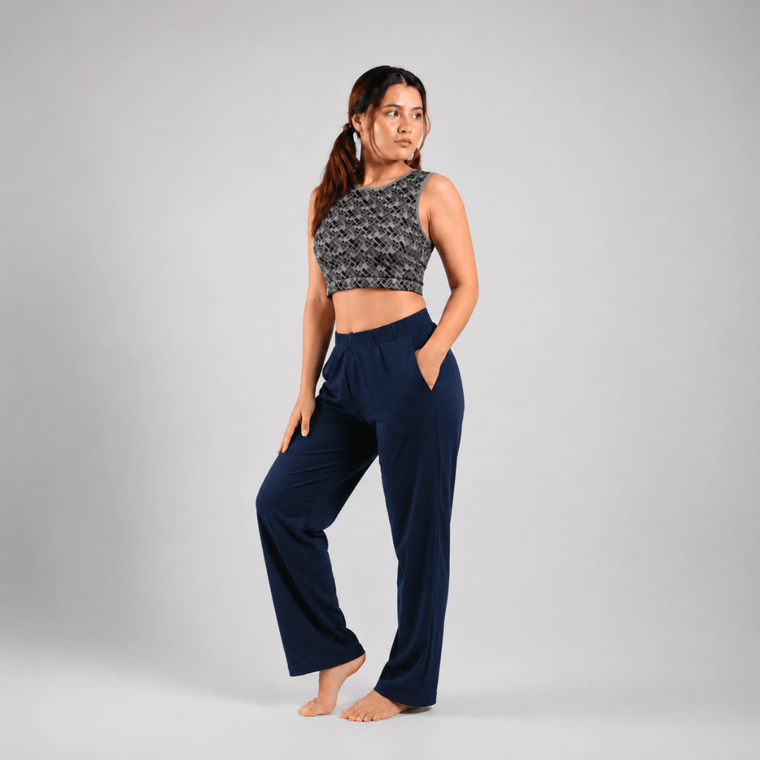 The Sunset Drift Organic Cotton Co-Ord Set for Women – Womens Co-Ord Sets on Brown Living™. SKU: 003CSGrey-Navy-S. Img 2.