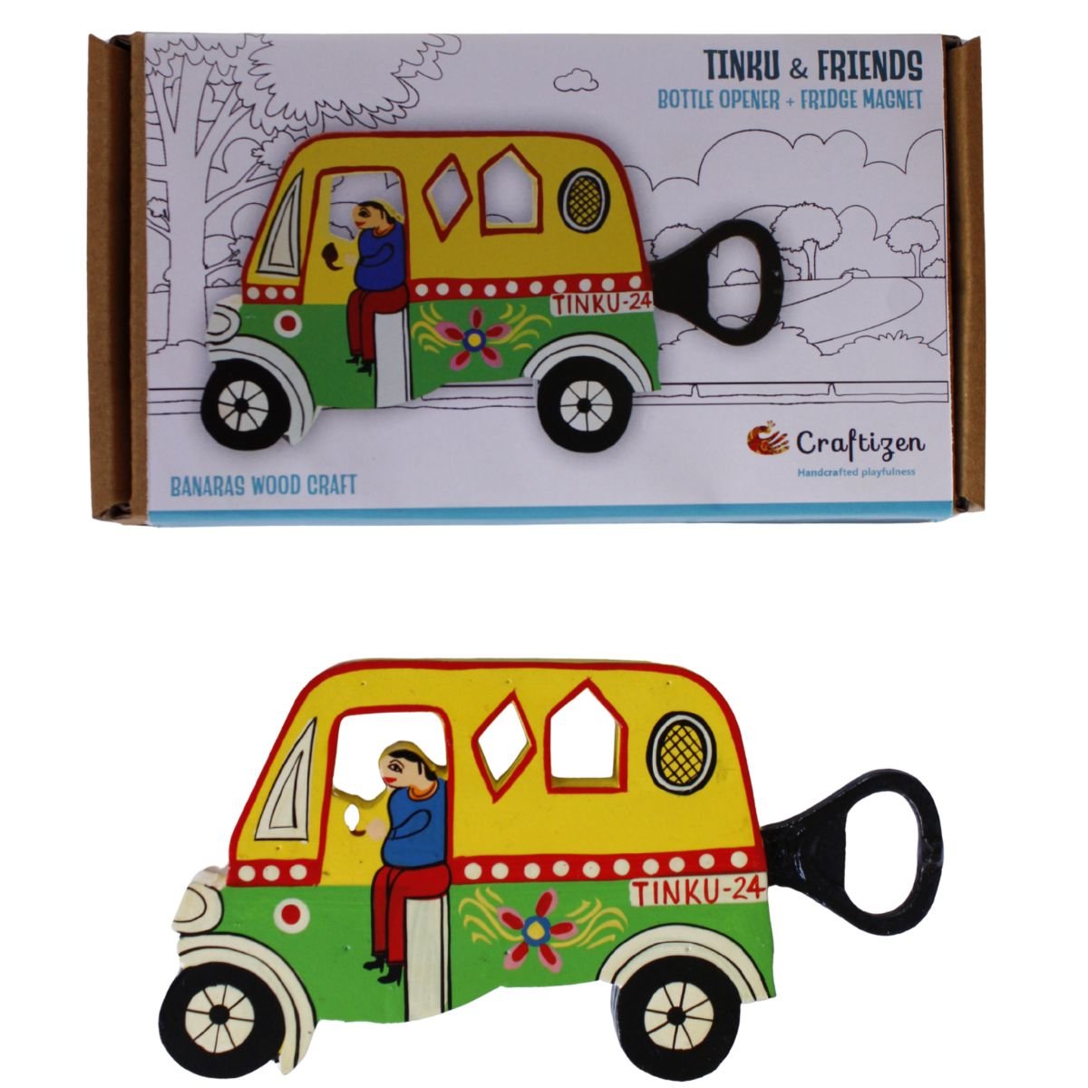 Tinku Auto Bottle Opener with Fridge Magnet | Wooden Opener – Kitchen Tools on Brown Living™. SKU: CD-HOM-BO-AUT. Img 3.