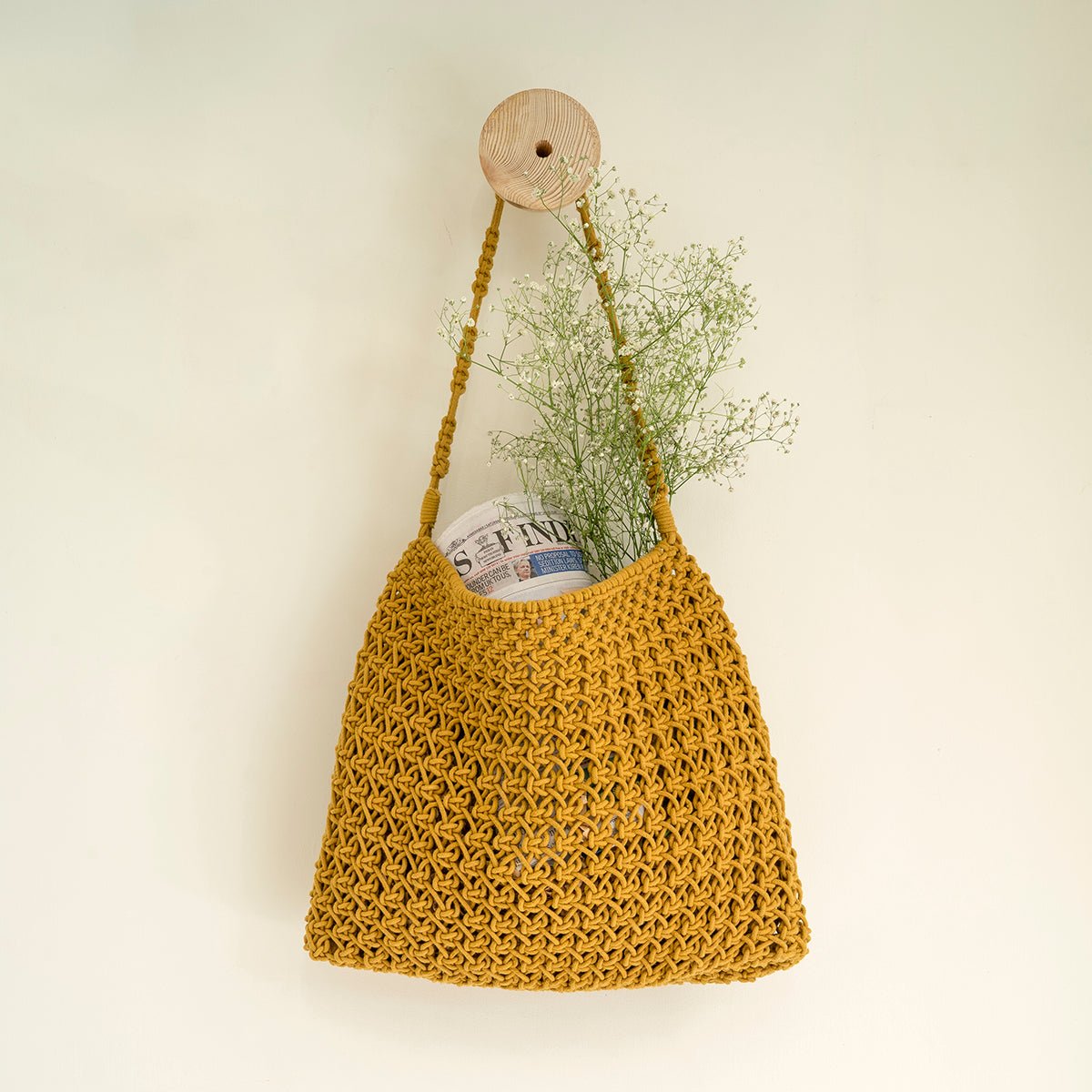 Tottaly Classic Hand - Knotted Tote | Artisan Handmade Carry Bag – Tote Bag on Brown Living™. SKU: S22CLTOTE122-MY. Img 1.