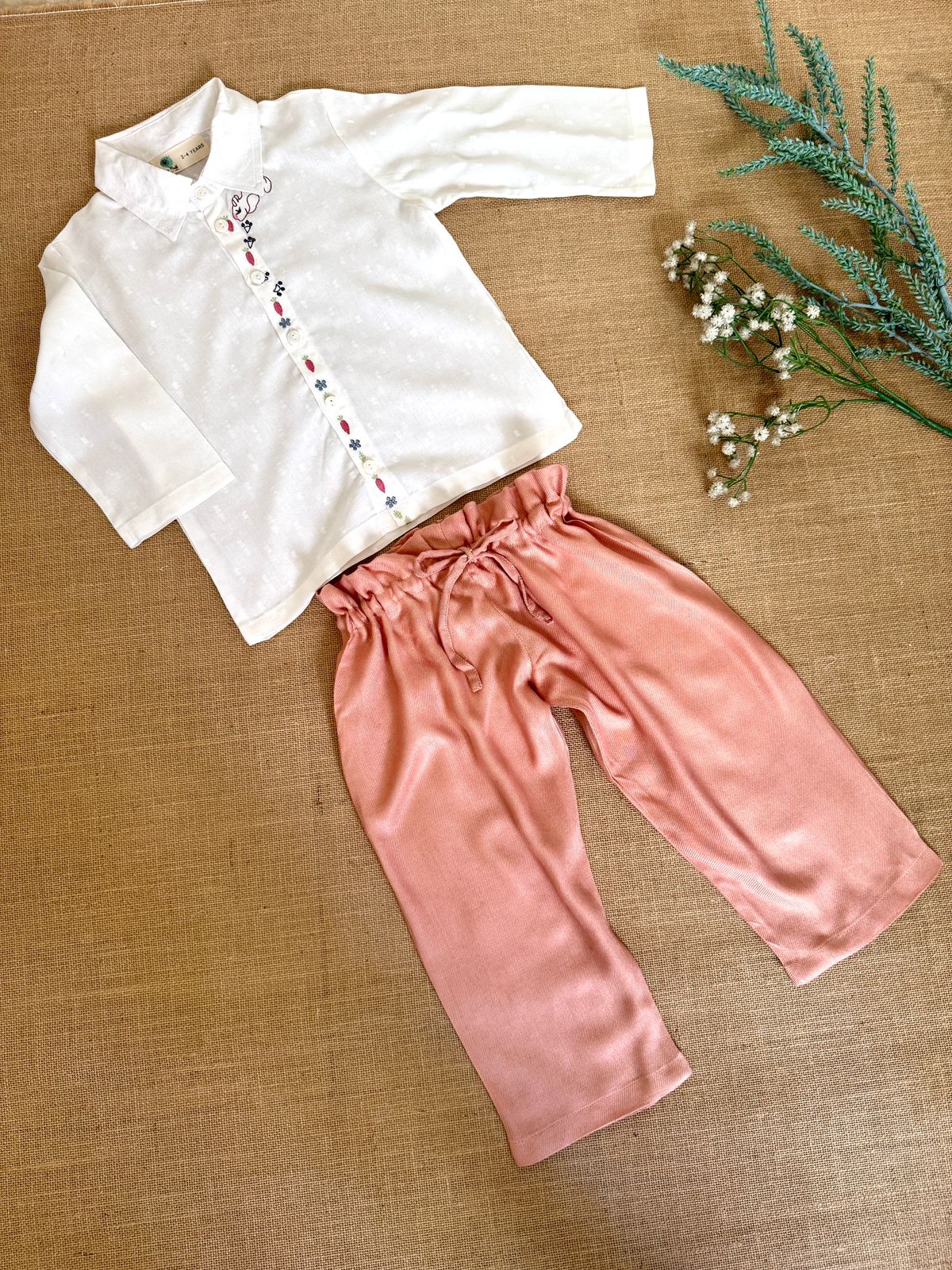 Track The Trail Beige Embroidered Shirt & Pant Set for Kids – Kids Daywear Sets on Brown Living™. SKU: TF-114-B3-WG5-1. Img 3.