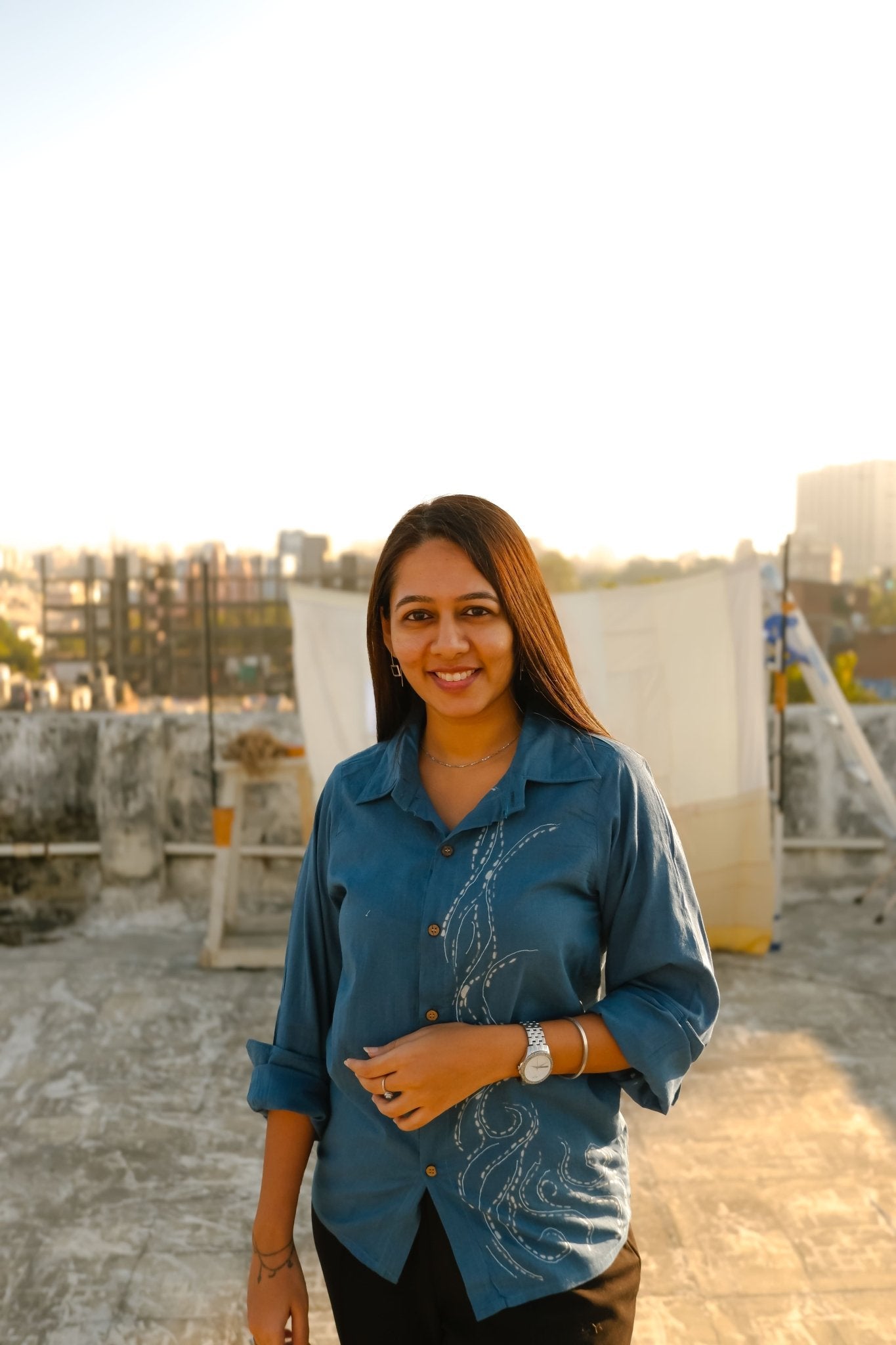 Tree Lines Shirt | Contemporary Casual Shirt For Women – Womens Shirt on Brown Living™. SKU: SH11. Img 1.