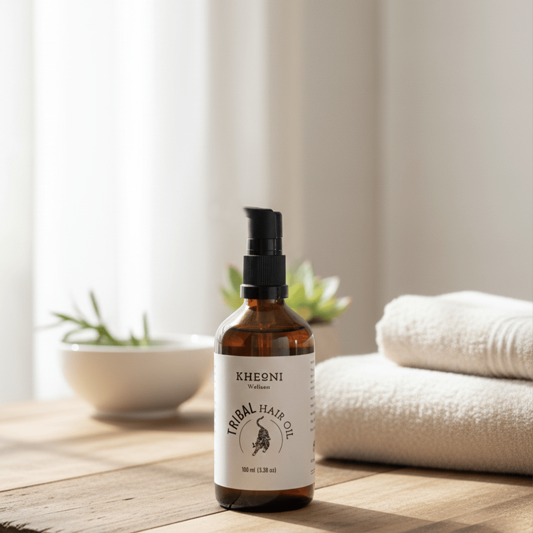 Tribal Hair Oil | Ayurvedic Hair Oil for Hair Growth – Hair Oil on Brown Living™. SKU: kh_triblhairoil_01. Img 4.