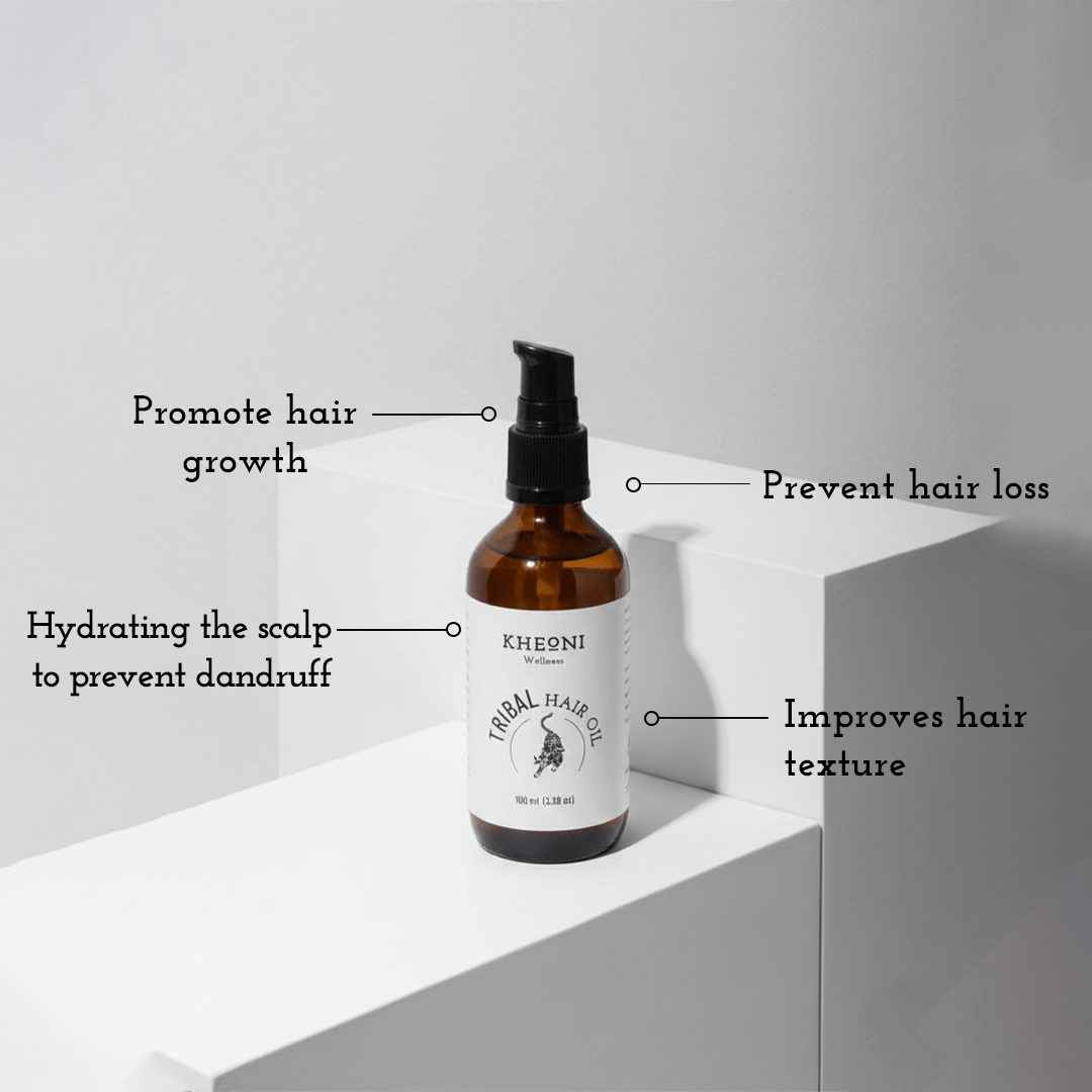 Tribal Hair Oil | Ayurvedic Hair Oil for Hair Growth – Hair Oil on Brown Living™. SKU: kh_triblhairoil_01. Img 3.