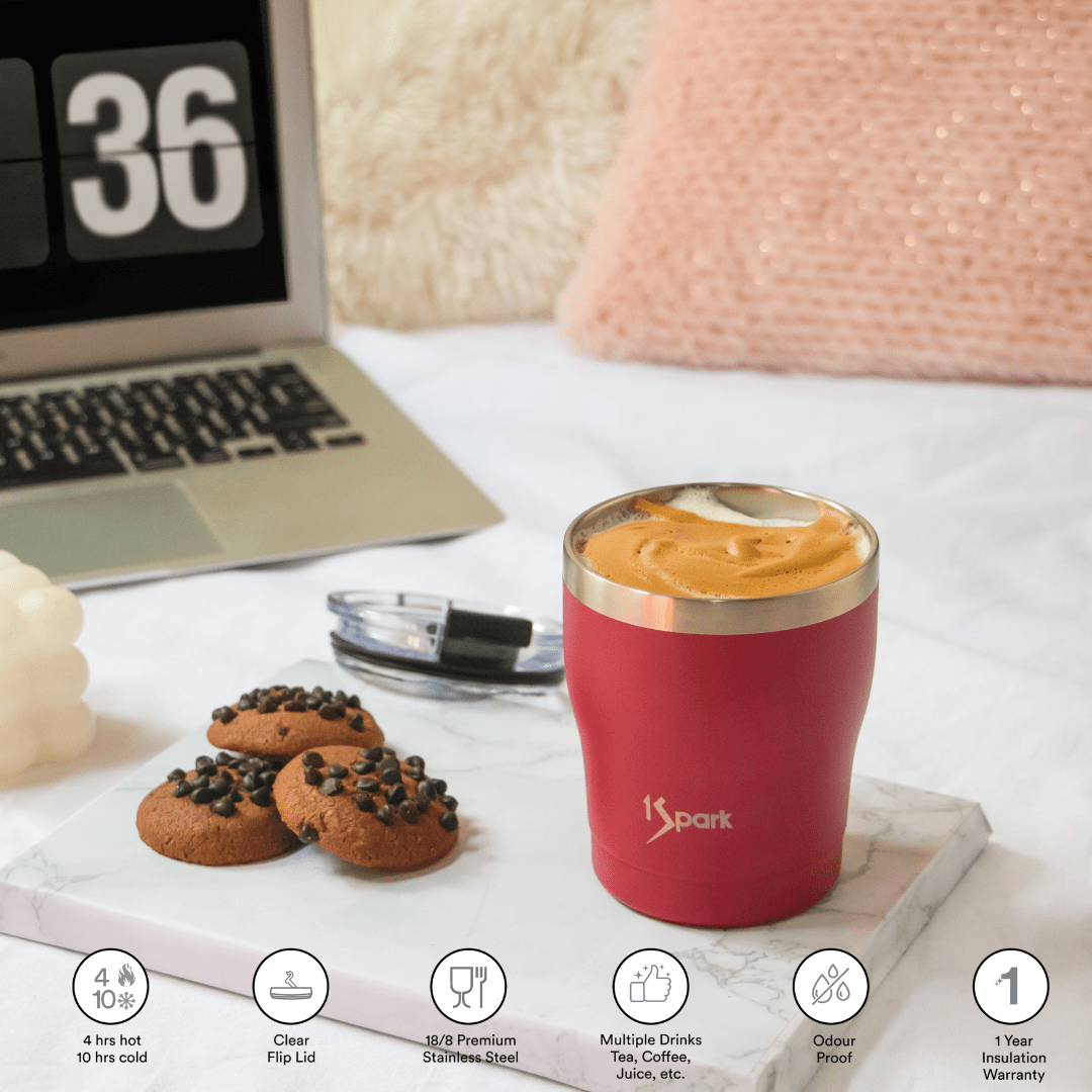 Triple Insulated Steel Tumbler | 3H Hot & 6H Cold – Glasses & Tumblers on Brown Living™. SKU: GG-Ruby. Img 2.