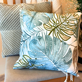 Tropical Whisper Cushion Cover Cotton Botanical Decorative Cover – Covers & Inserts on Brown Living™. SKU: TLD-BL-23. Img 3.