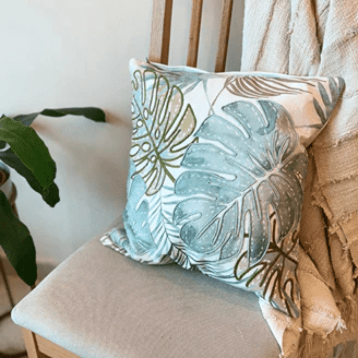 Tropical Whisper Cushion Cover Cotton Botanical Decorative Cover – Covers & Inserts on Brown Living™. SKU: TLD-BL-23. Img 1.