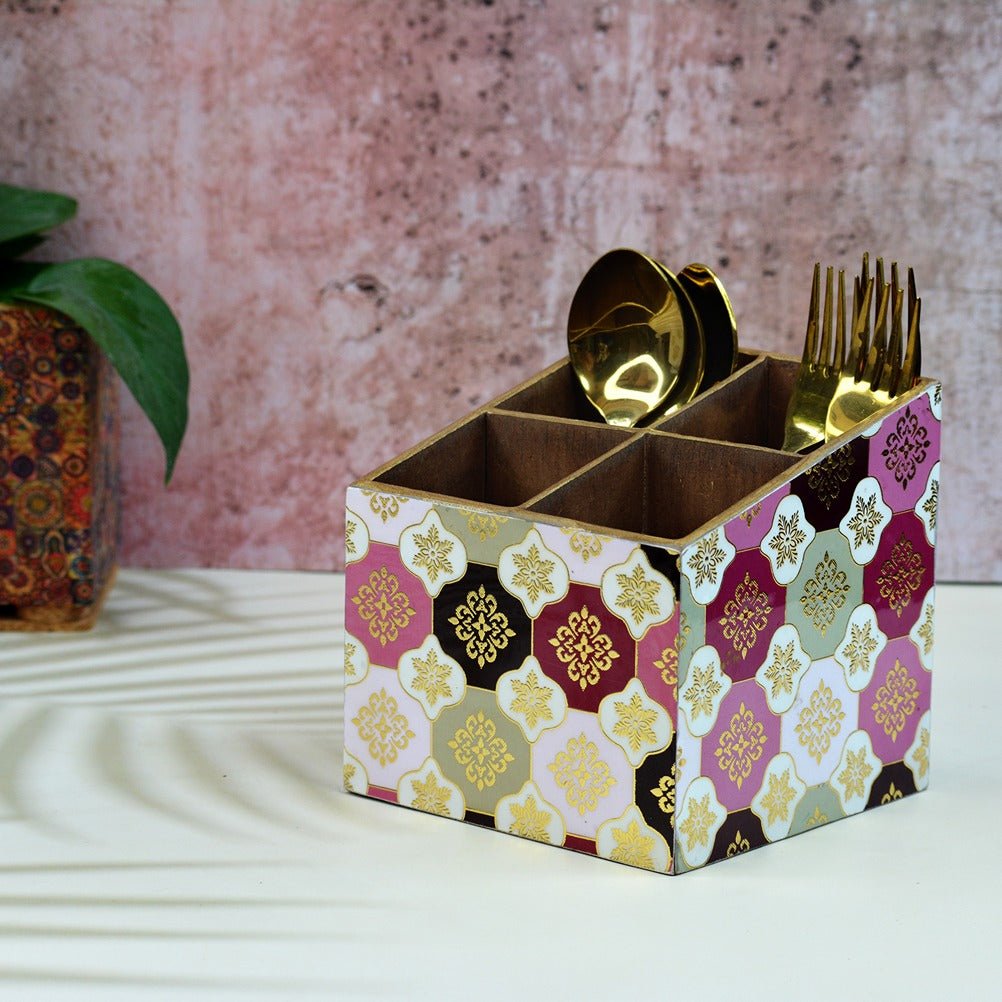 Turkish Pattern Multipurpose MDF Organizer (4 Divisions) – Kitchen Organizers by The Mohraj available on Brown Living™. . SKU: MJ00098TA. Img 1.