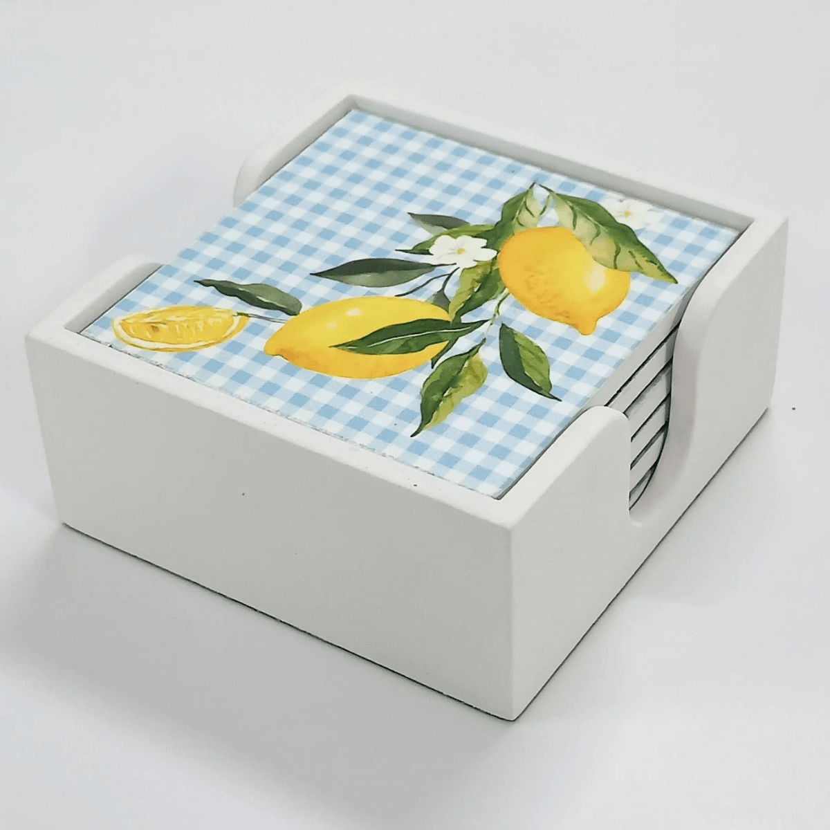 Tuscan Citrus Coasters Vibrant Drink Coasters Set – Coasters on Brown Living™. SKU: TLD-BL-10. Img 3.