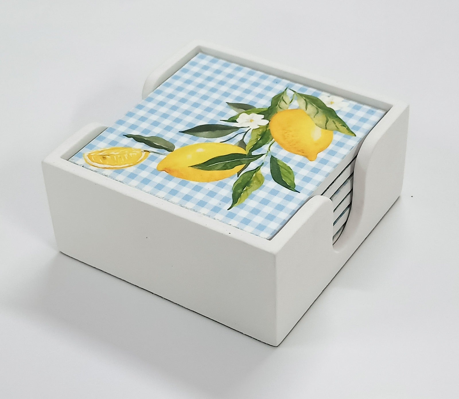 Tuscan Citrus Coasters Vibrant Drink Coasters Set – Coasters on Brown Living™. SKU: TLD-BL-10. Img 3.