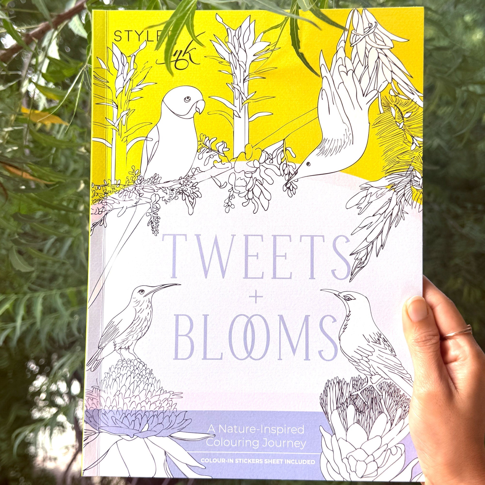 Tweets and Blooms Colouring Book | Tear - Out Sheets & Stickers – Notebooks & Notepads on Brown Living™. SKU: 05-BK05-Colour. Img 5.