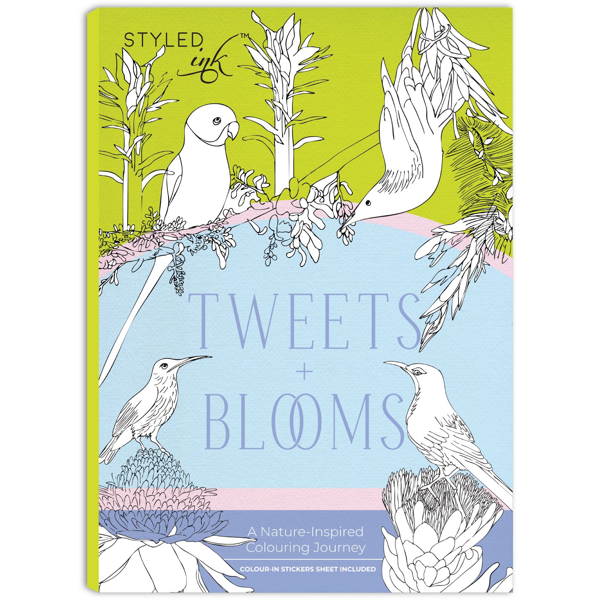 Tweets and Blooms Colouring Book | Tear - Out Sheets & Stickers – Notebooks & Notepads on Brown Living™. SKU: 05-BK05-Colour. Img 1.