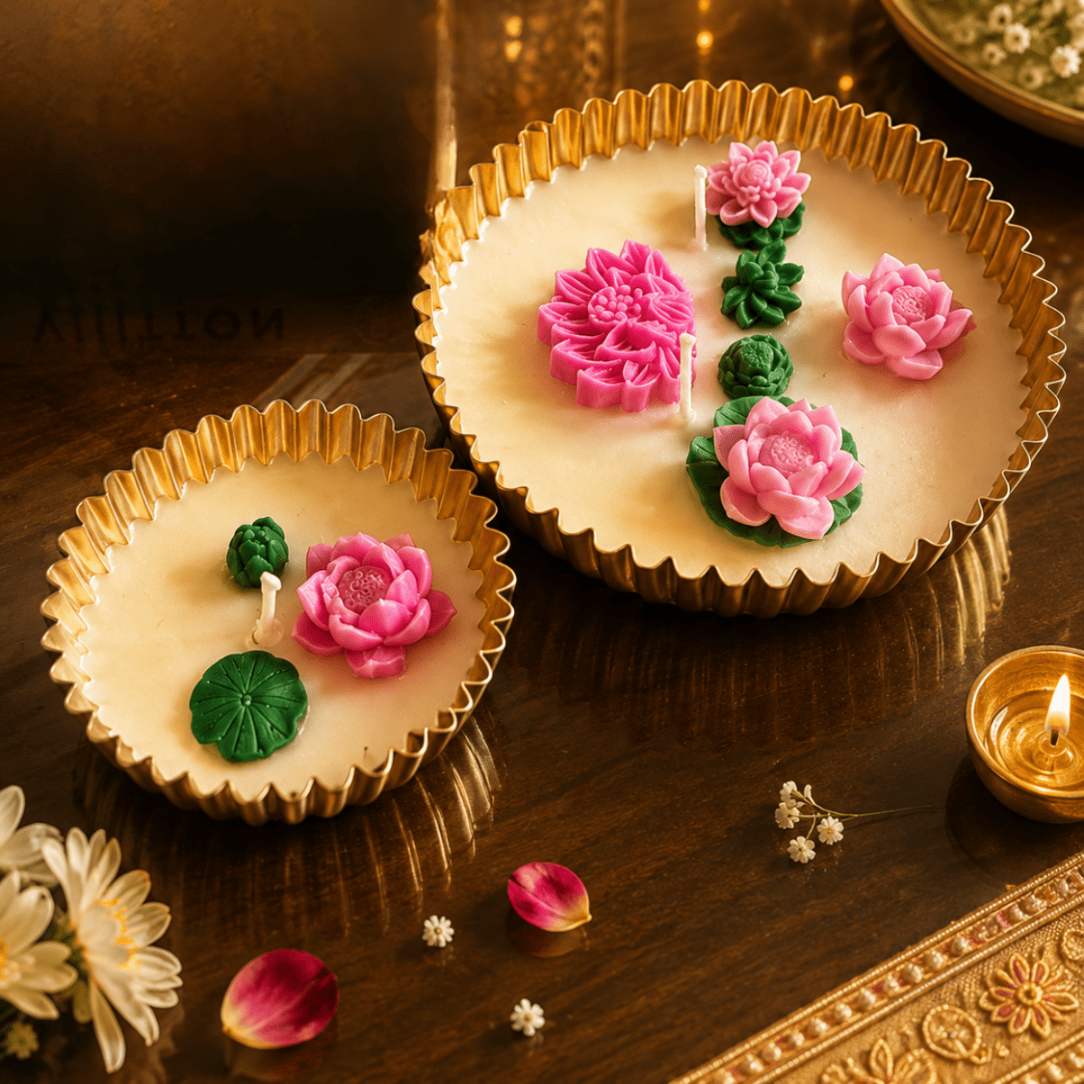 Twin Aura Urli Candle Set of 2 | Lemon Grass Diwali Candles – Candles & Fragrances on Brown Living™. SKU: D-410. Img 7.