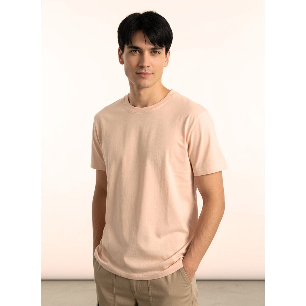 Unisex Natural Dye Solid Tee Peach Cotton T-Shirt – Womens T-Shirt on Brown Living™. SKU: UTP-N25101-S-PCH. Img 8.