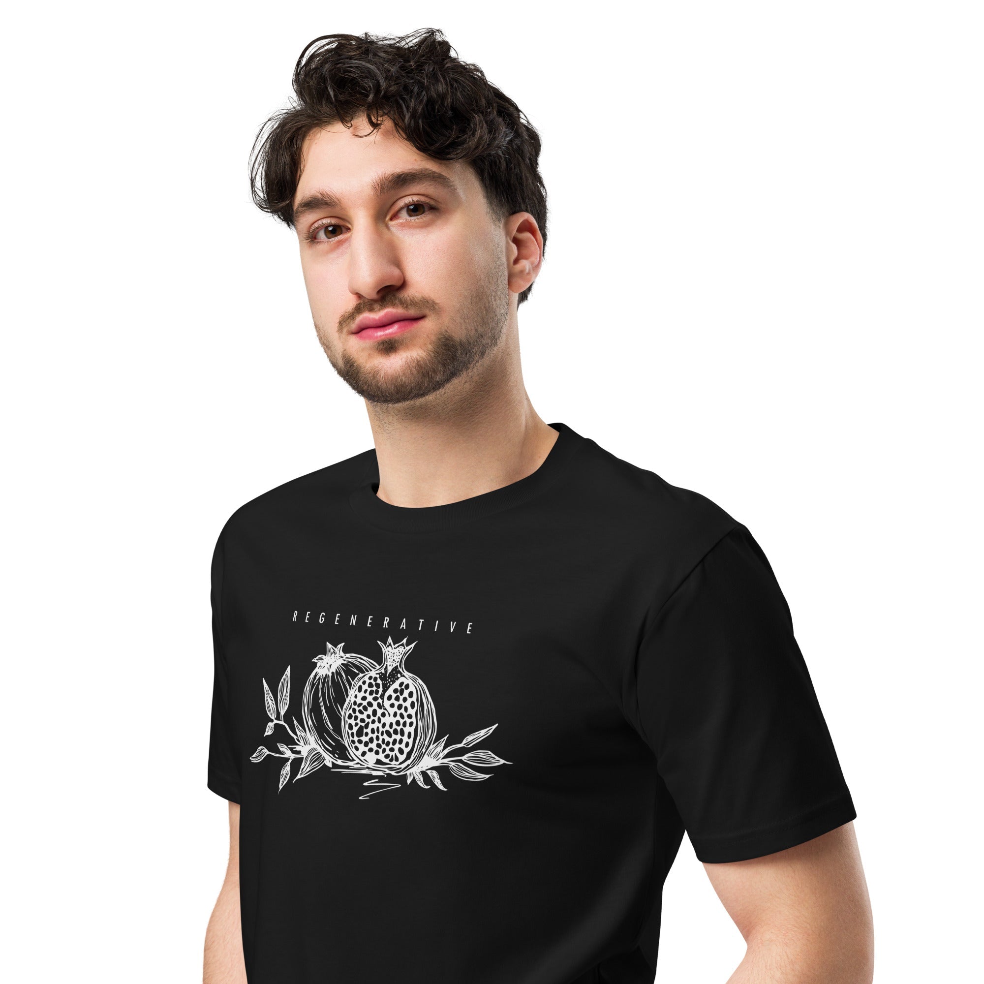 Unisex Pome Regenerative Tee Sustainable Cotton T-Shirt – Womens Shirt on Brown Living™. SKU: UTP-R25206-S-BLK. Img 10.